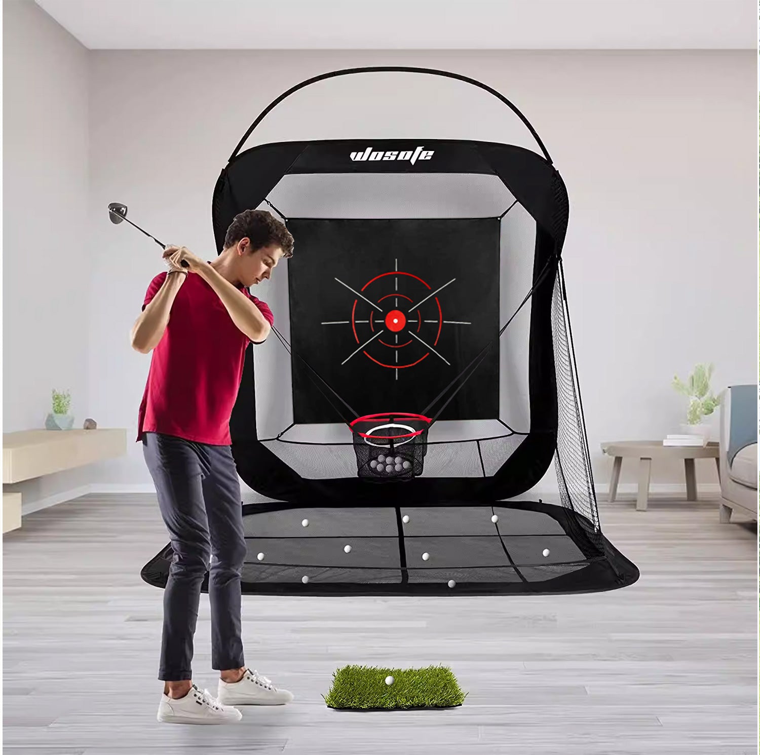 Golf Practice Nets for Backyard Driving Indoor and Outdoor Hitting Net with  Chipping Target Pocket and Carry Bag Home Range Training Aids Ball Swing