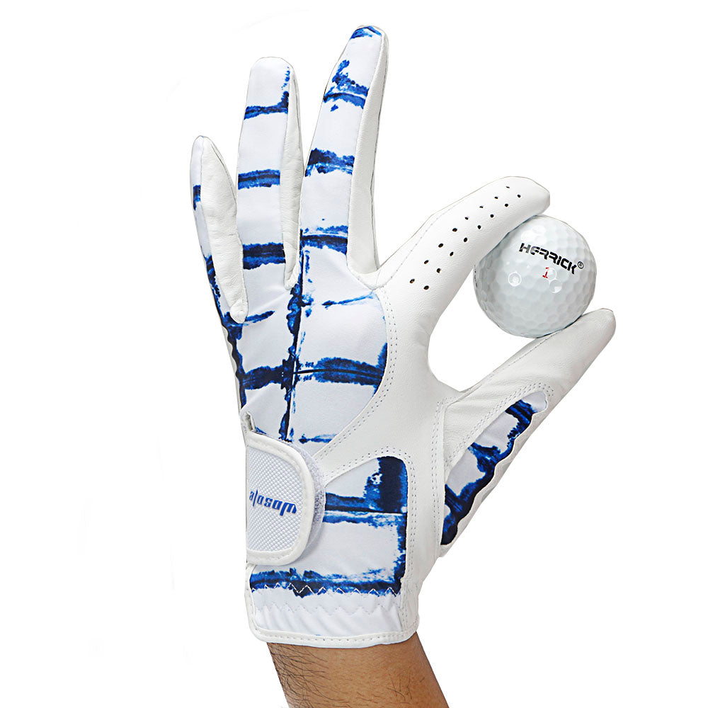 Golf Glove for Men's Left Hand White Soft Leather Breathable Professional Golf Hand Wear