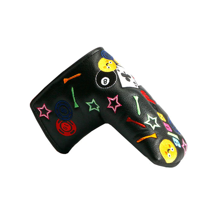 Golf Club Head Cover Premium PU Leather Golf Blade Putter Cover Poker TEE High-density Embroidery Pattern Headcover Fits Most of Putters Club