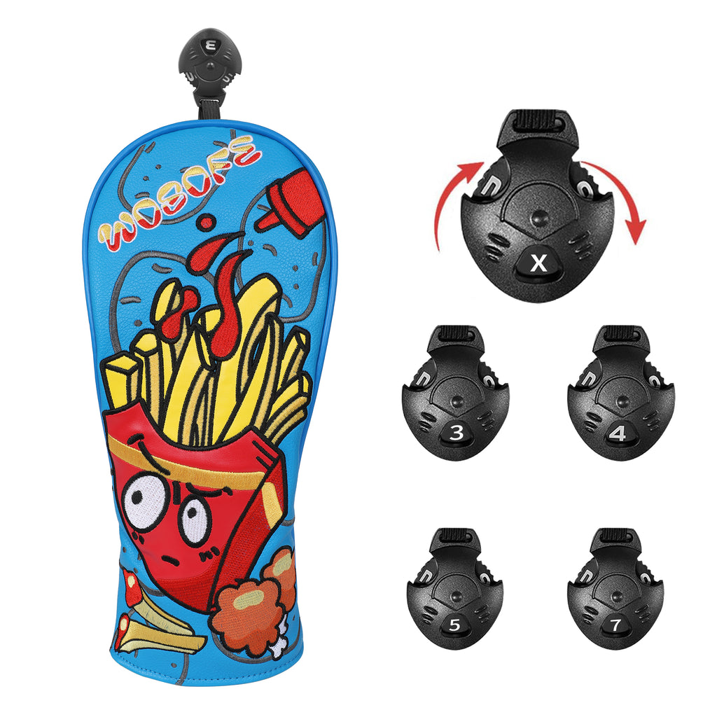 Golf Head Covers,Blue Yellow Golf Driver Cover Fariway Wood Headcover Hybrid Head Covers Golf Club Covers for Most Brand