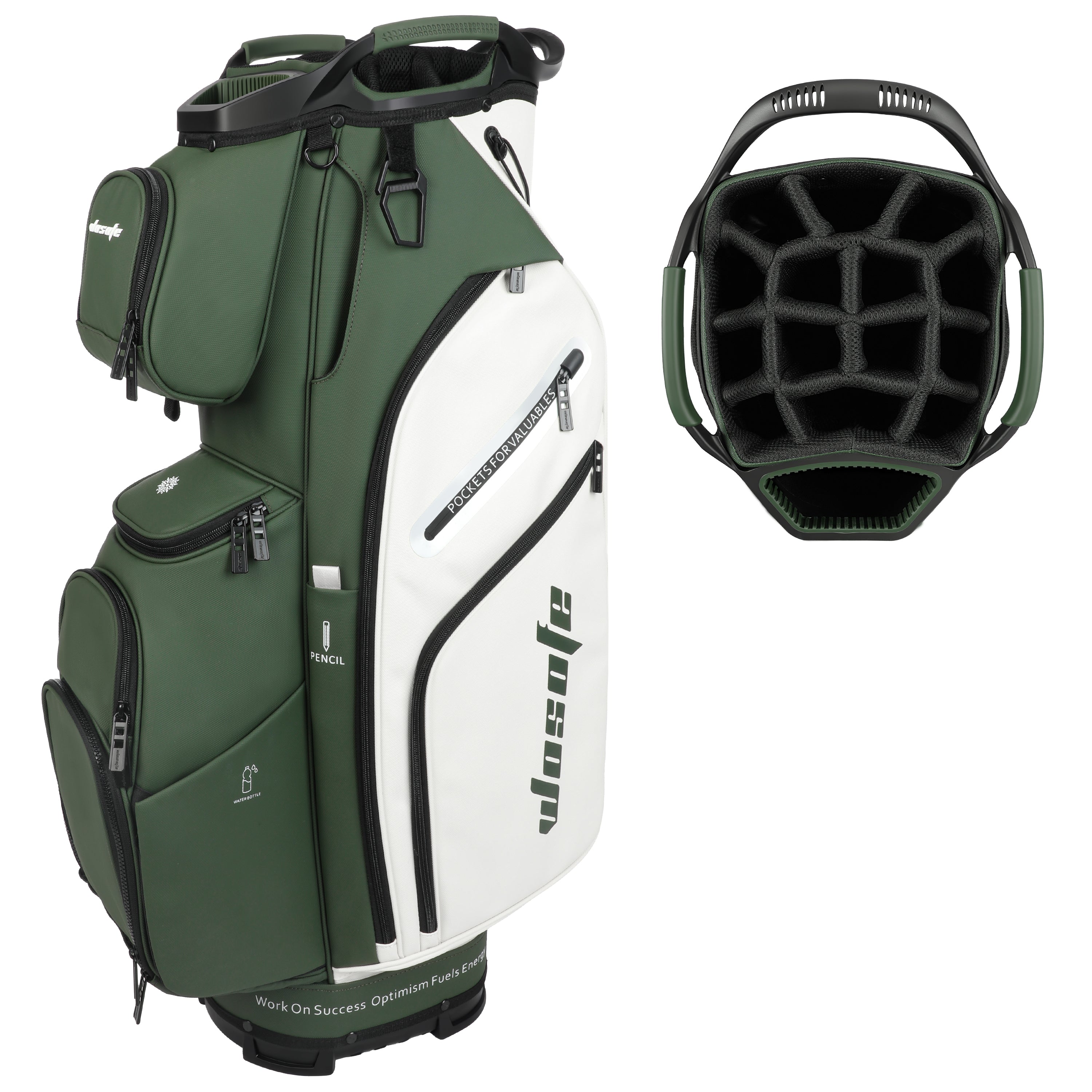 Wosofe 14-Way Golf Cart Bag – Professional Club Organizer with Full-Length Dividers, 10+ Storage Pockets, Insulated Cooler & Rain Hood – Lightweight PU Leather/Oxford Design for Men & Women(FreeShipping)) - Golf Carts Bag - Durable & High Performance