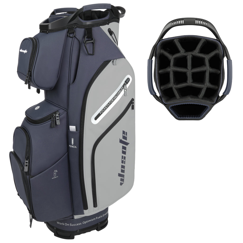 Wosofe 14-Way Golf Cart Bag – Professional Club Organizer with Full-Length Dividers, 10+ Storage Pockets, Insulated Cooler & Rain Hood – Lightweight PU Leather/Oxford Design for Men & Women(FreeShipping)) - Golf Carts Bag - Durable & High Performance