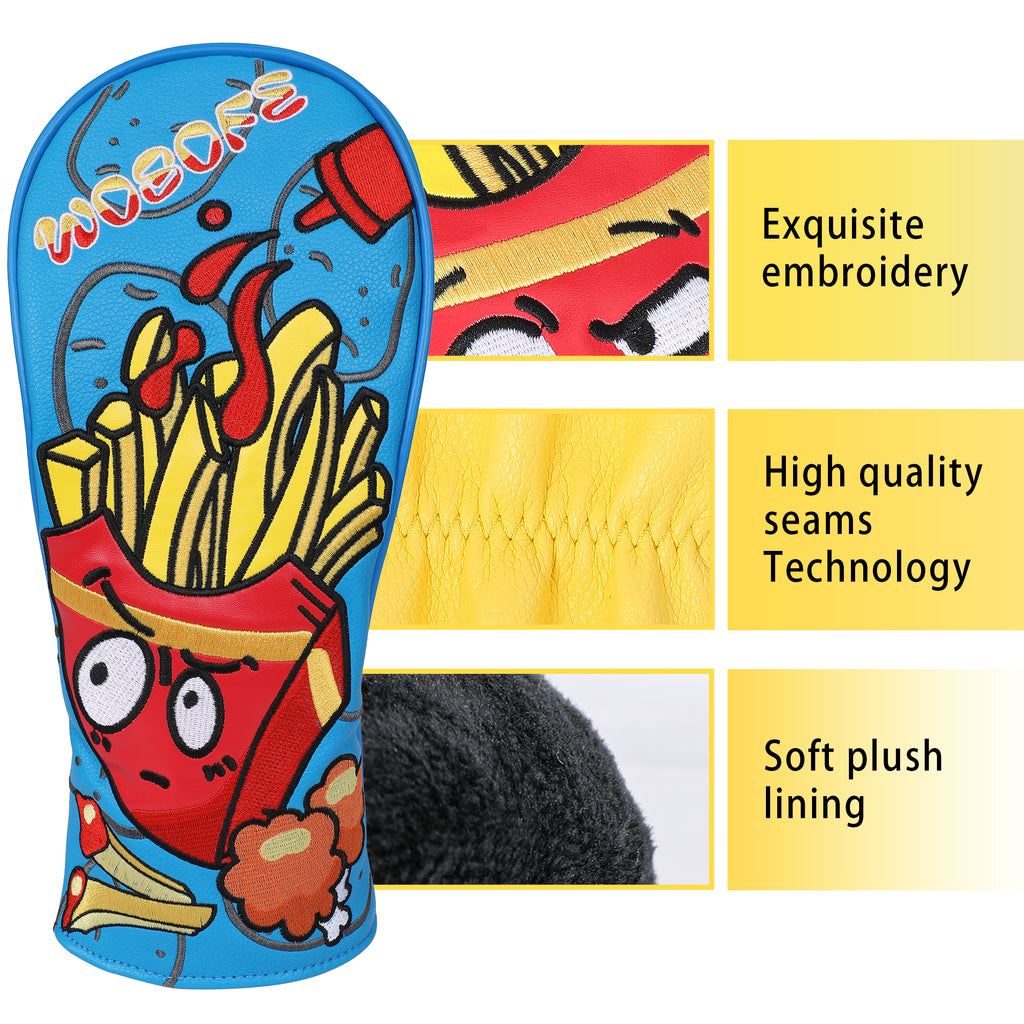 Golf Head Covers,Blue Yellow Golf Driver Cover Fariway Wood Headcover Hybrid Head Covers Golf Club Covers for Most Brand