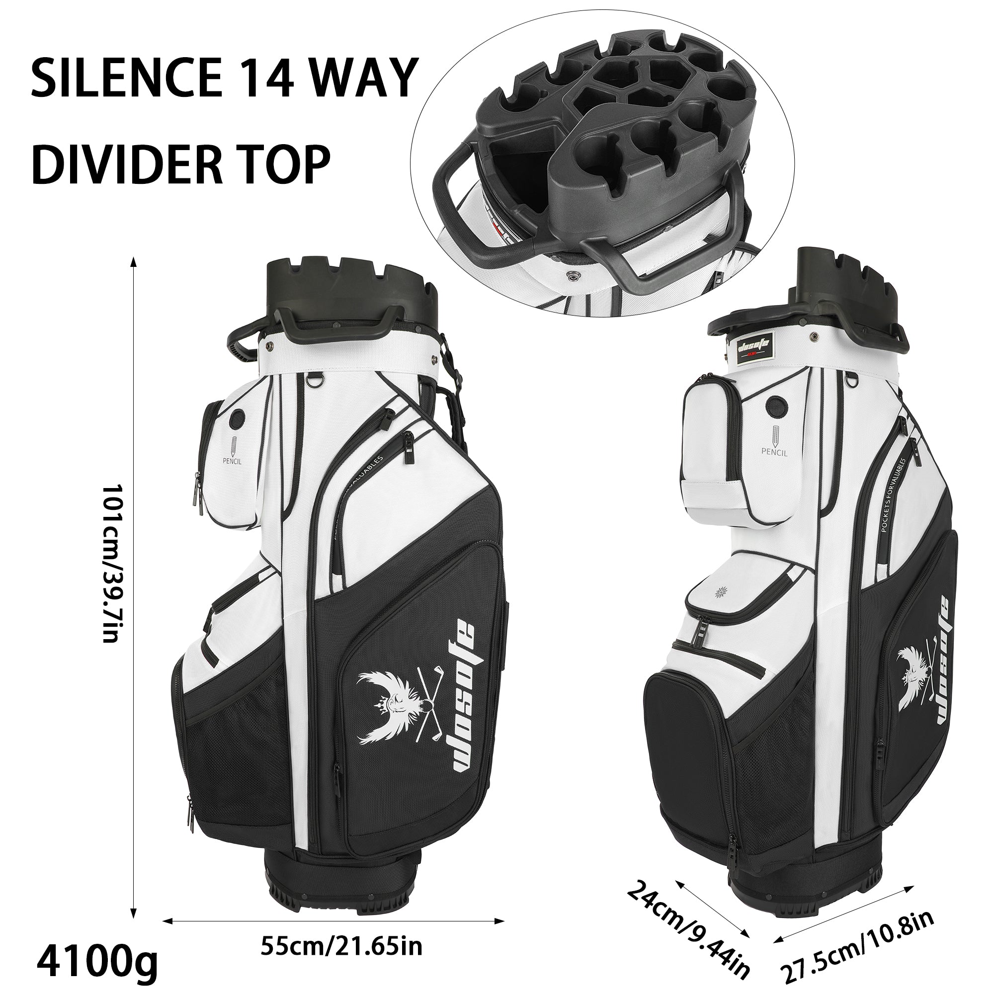 T-LOCK 14-Way Golf Cart Bag with Full-Length Dividers – Anti-Rattle Fixed Slots Organization, 13 Storage Pockets, Insulated Cooler Bag & Rain Cover – Premium Waterproof Oxford Carry Bag for Men & Women(Free Shipping)