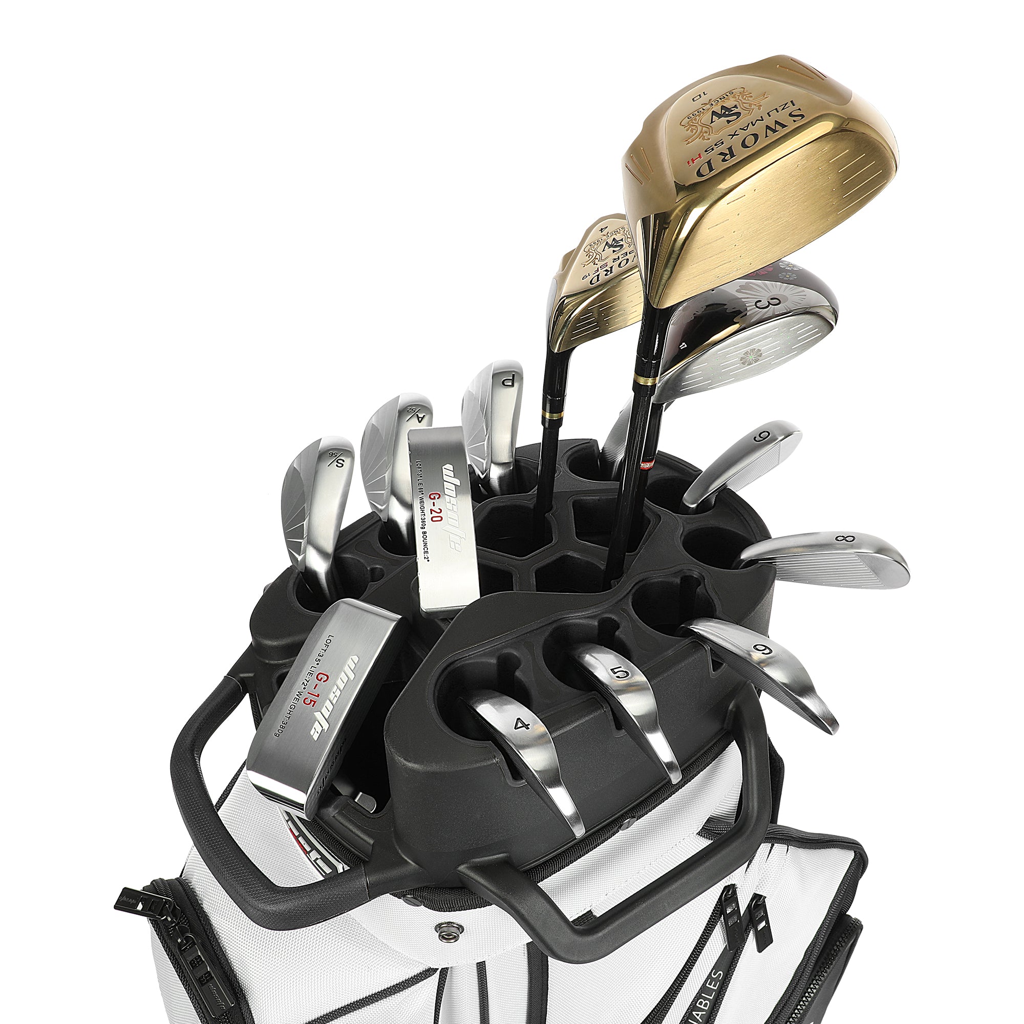T-LOCK 14-Way Golf Cart Bag with Full-Length Dividers – Anti-Rattle Fixed Slots Organization, 13 Storage Pockets, Insulated Cooler Bag & Rain Cover – Premium Waterproof Oxford Carry Bag for Men & Women(Free Shipping)