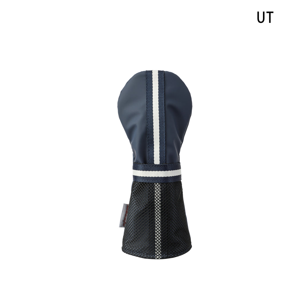 Matte Blue PU Leather Golf Headcover Set - 3pc Wood Club Covers (Driver, Fairway, Hybrid) with Mesh Pocket & Detachable Tee Holder Ribbon, Black Velvet Lining, Fits All Drivers & Woods