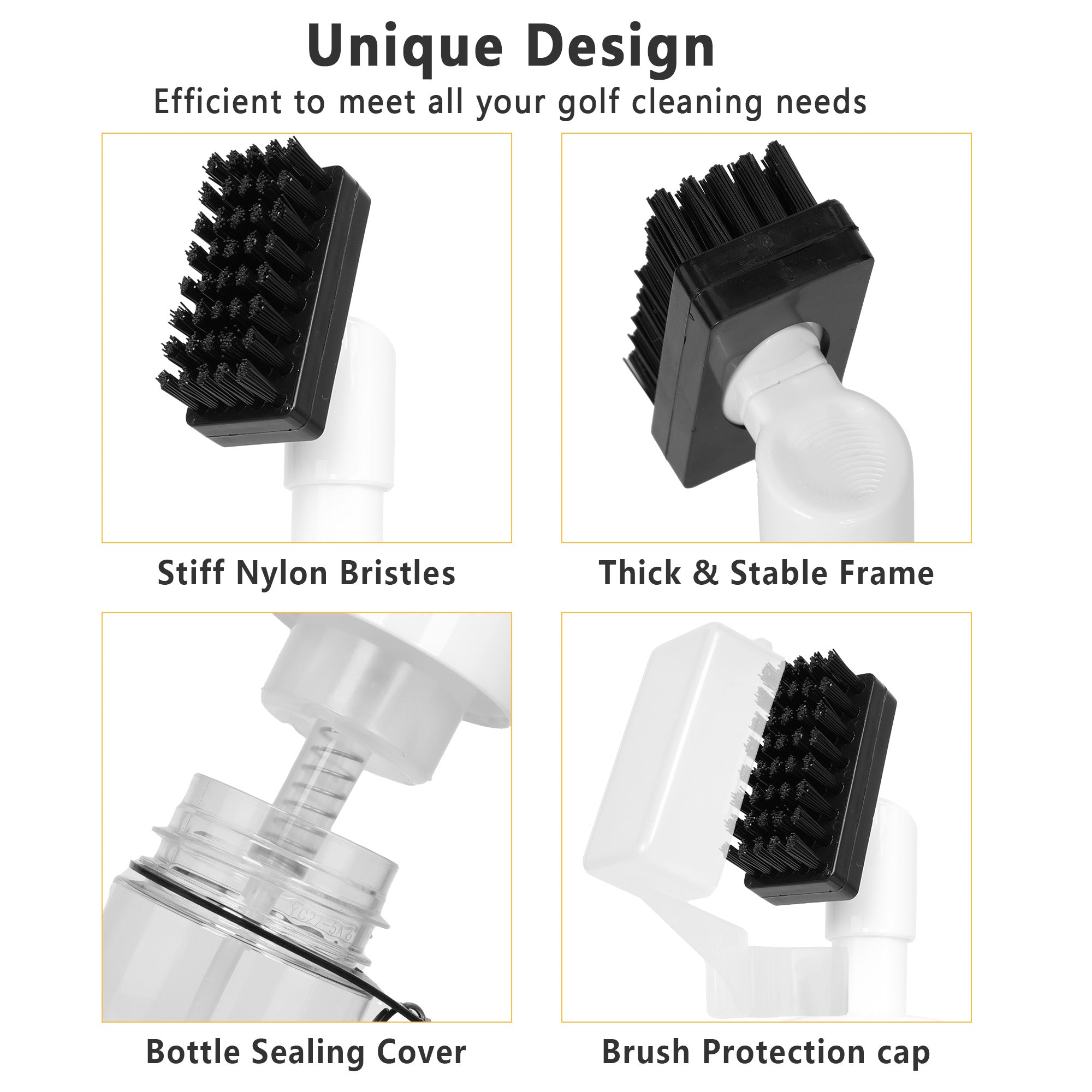 Golf Club Cleaner Brush White Press Sprayer Brush Recess Tool