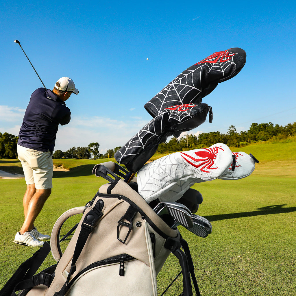 Spider Embroidery Golf Wood Headcover 4pcs/set Driver Fairway Hybrid Woods Head Cover