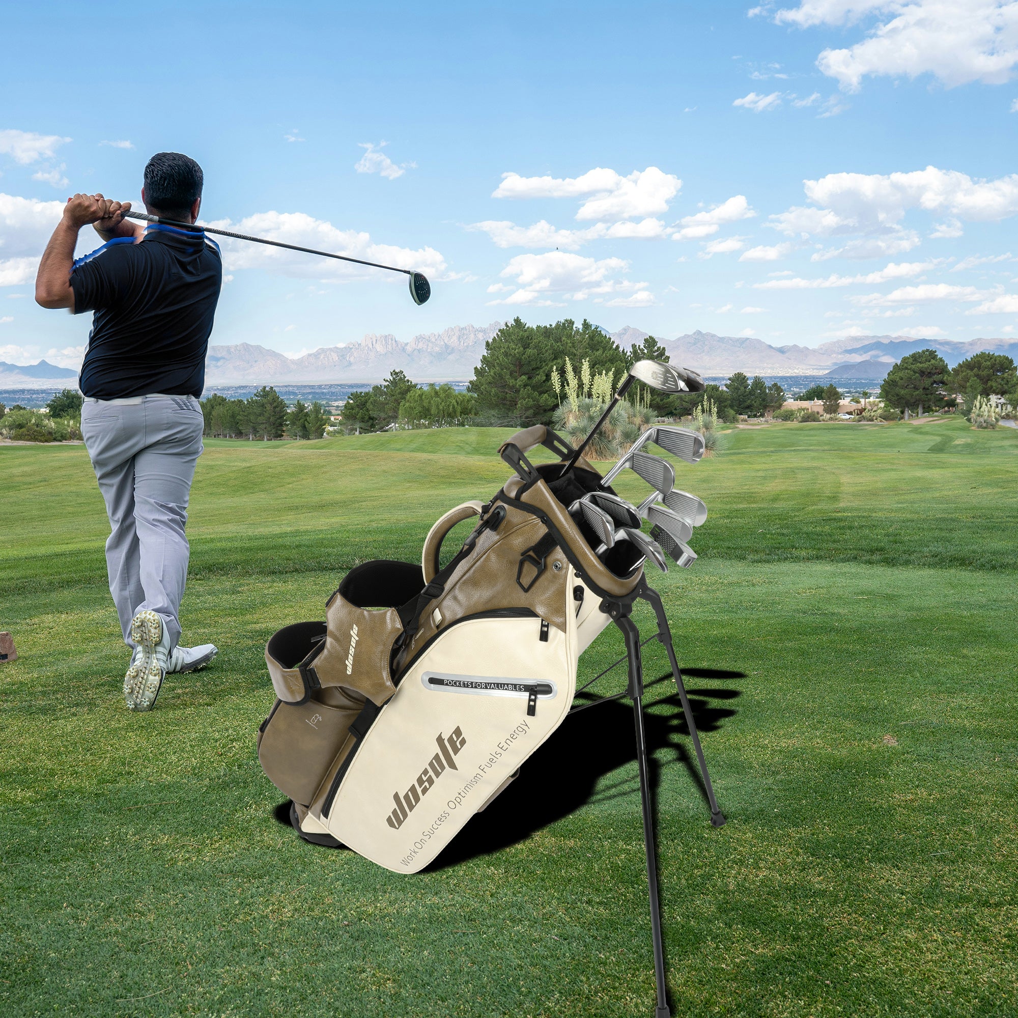 Wosofe JM9001 Golf Stand Bag  Premium PU Leather 6-14Way(Free Shipping)