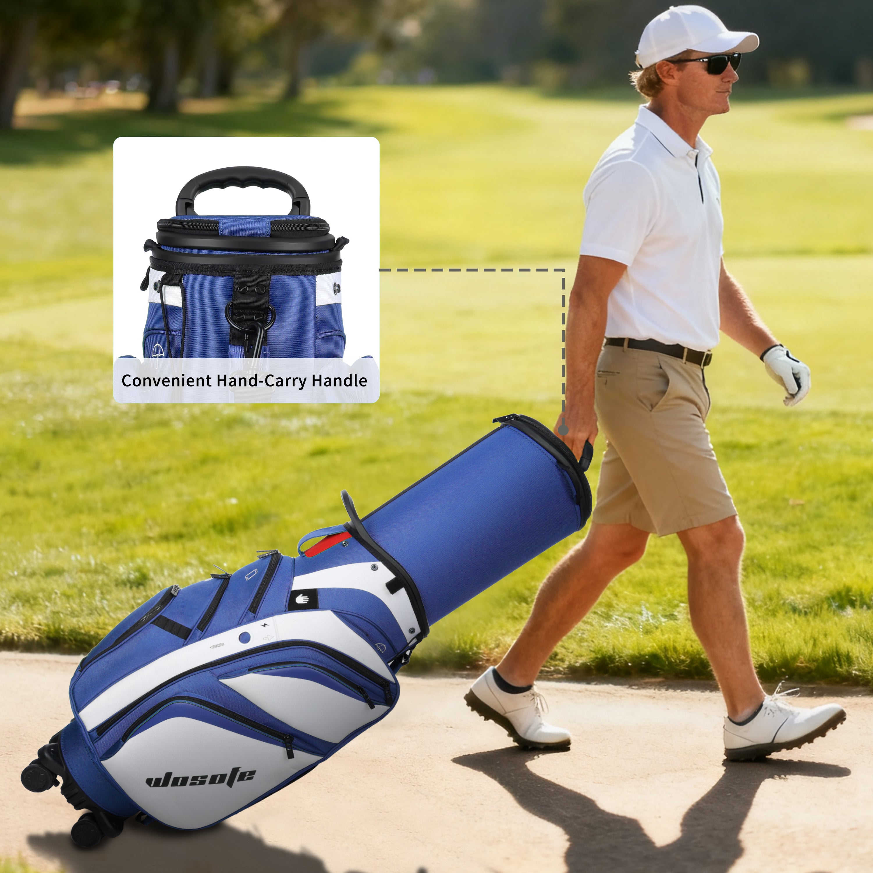 golf travel bags with wheels, Golf Cart and Travel Bag Retractable Cover,Golf Carry Bag for Men and Women, Multiple Storage Pockets, Shoe Compartment, Golf Cart Bag, 4 Colors to Choose from(FreeShipping)