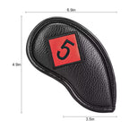 Premium PU Leather Golf Iron Club Head Covers 10PCS/SET Fits Most Clubs Embroidered Club Label Golf Headcover