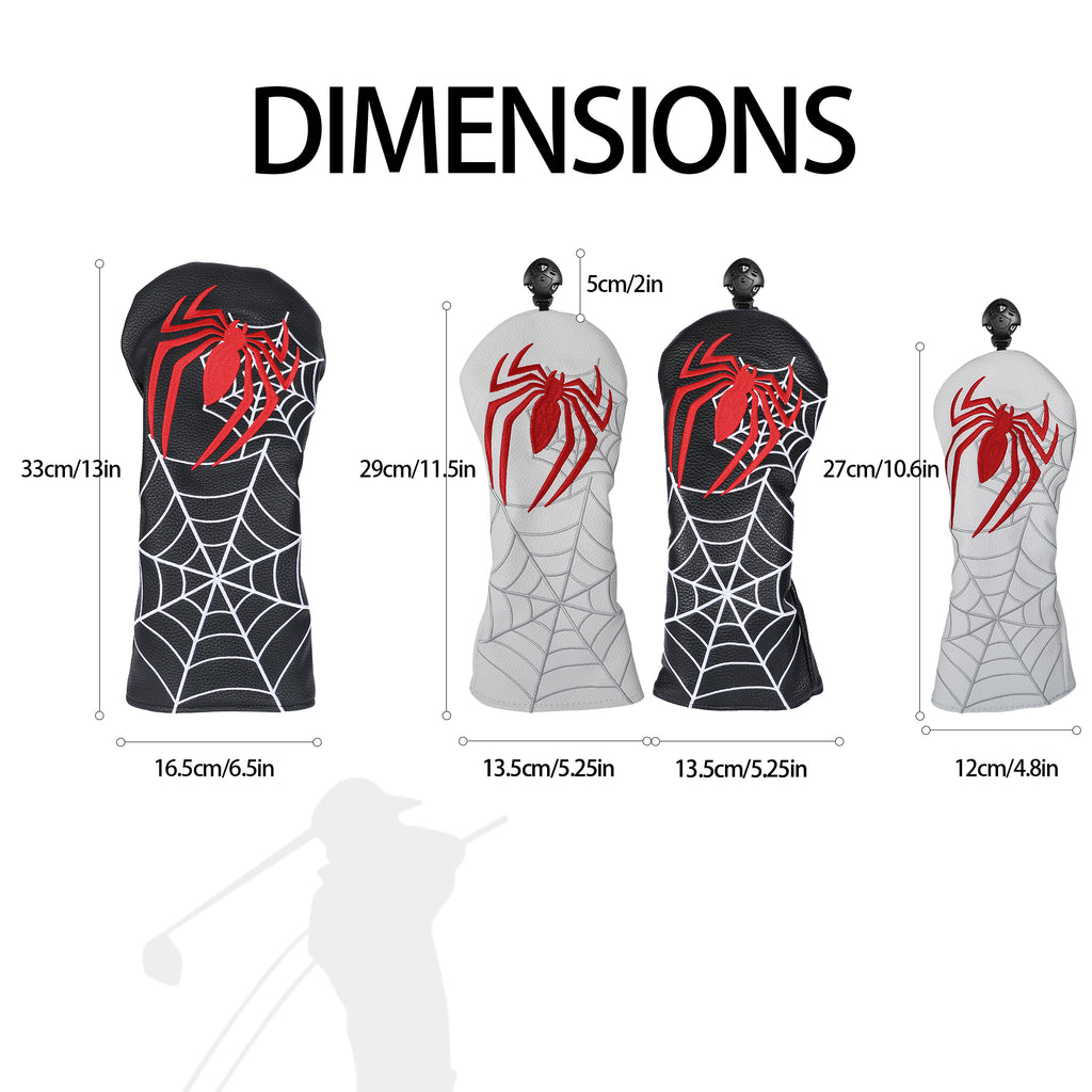 Spider Embroidery Golf Wood Headcover 4pcs/set Driver Fairway Hybrid Woods Head Cover