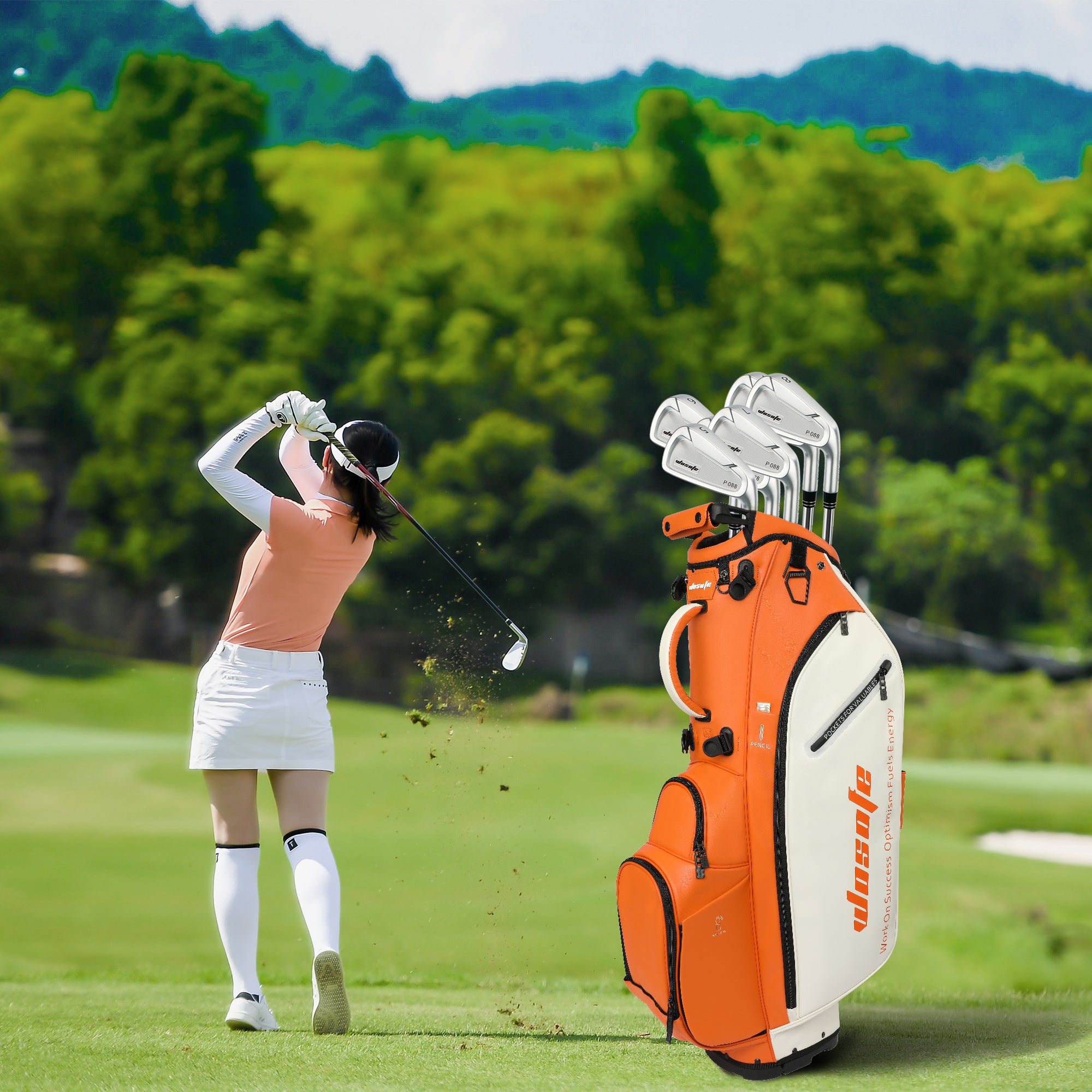 Wosofe JM9001 Golf Stand Bag  Premium PU Leather 6-14Way(Free Shipping)
