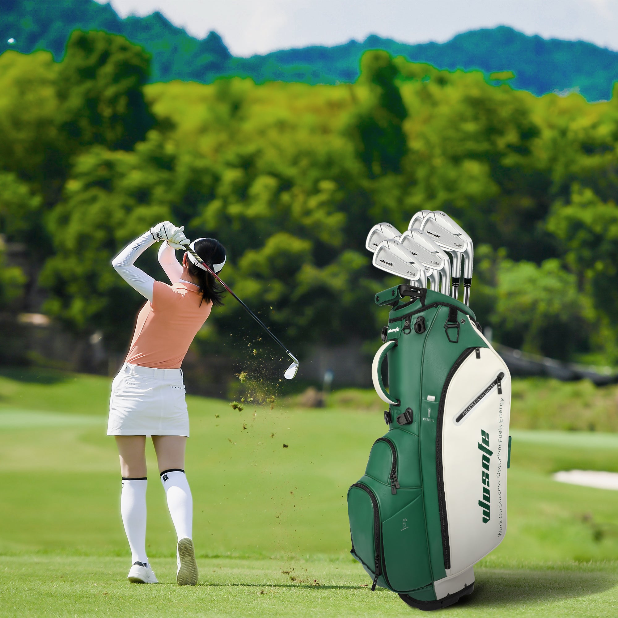 Wosofe JM9001 Golf Stand Bag  Premium PU Leather 6-14Way(Free Shipping)