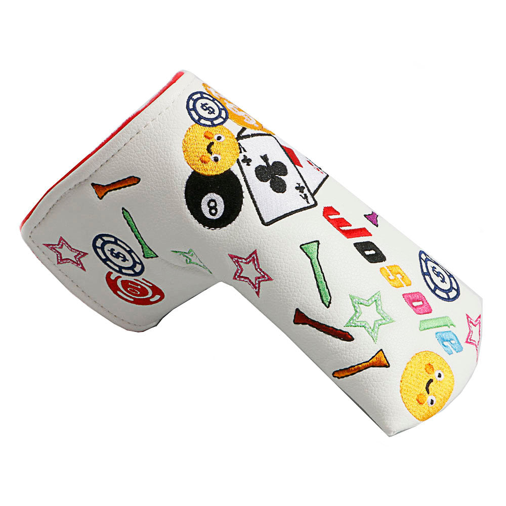 Golf Club Head Cover Premium PU Leather Golf Blade Putter Cover Poker TEE High-density Embroidery Pattern Headcover Fits Most of Putters Club