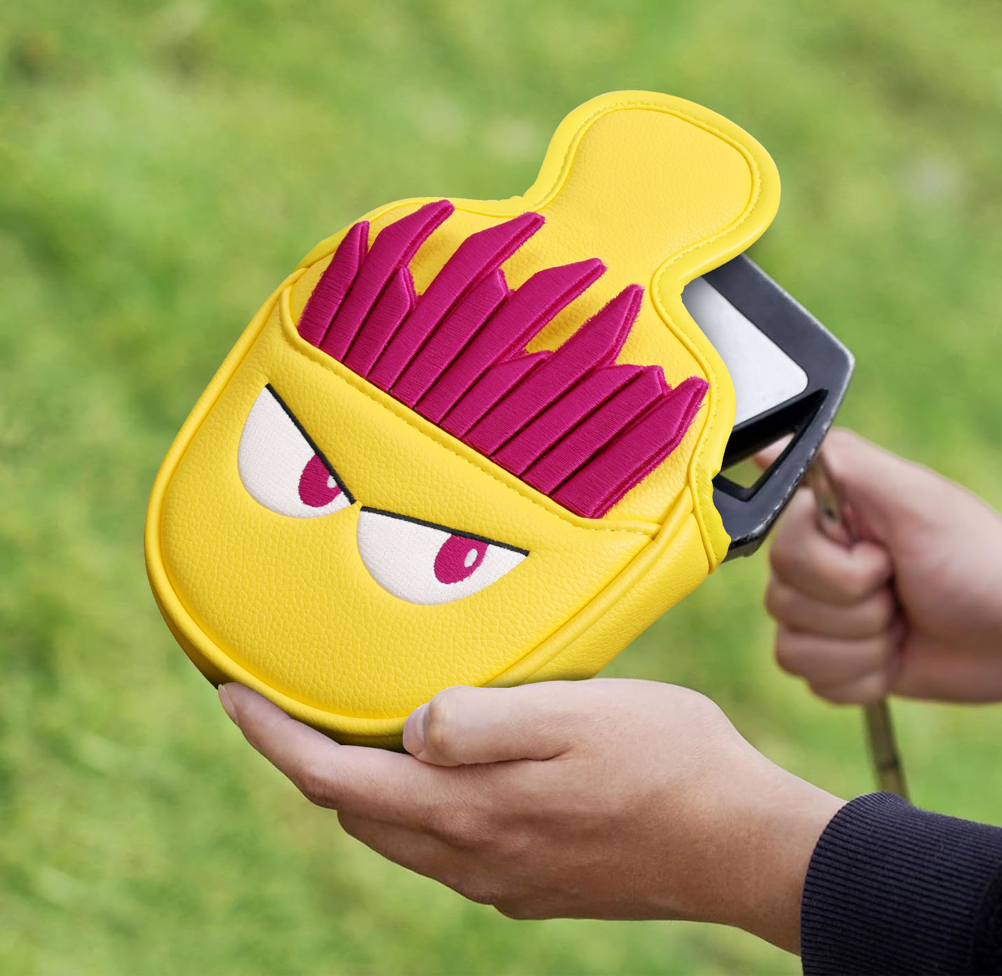 Funny French Fries Golf Mallet Putter Cover with Strong Magnetic Closure - Premium PU Leather Putter Headcover for TaylorMade Spider, Odyssey, Scotty Cameron - Creative Golf Bag Accessories & Gift