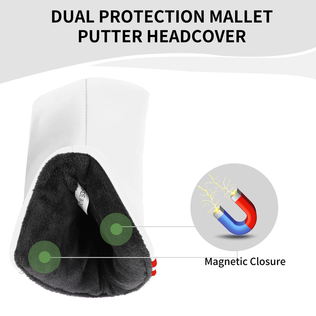 Premium Blade Putter Cover - Magnetic PU Leather Golf Headcover with Applique Embroidery & Velvet Lining, 5 Colors, Fits Scotty Cameron, Odyssey, Newport & Blade Putters
