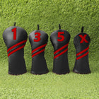 Minimalist 4pc Golf Headcover Set - Premium Waterproof PU Leather Wood Club Covers (Driver, 3/5 Fairway, Hybrid) with High-Quality Applique Embroidery & Velvet Lining, 5 Colors