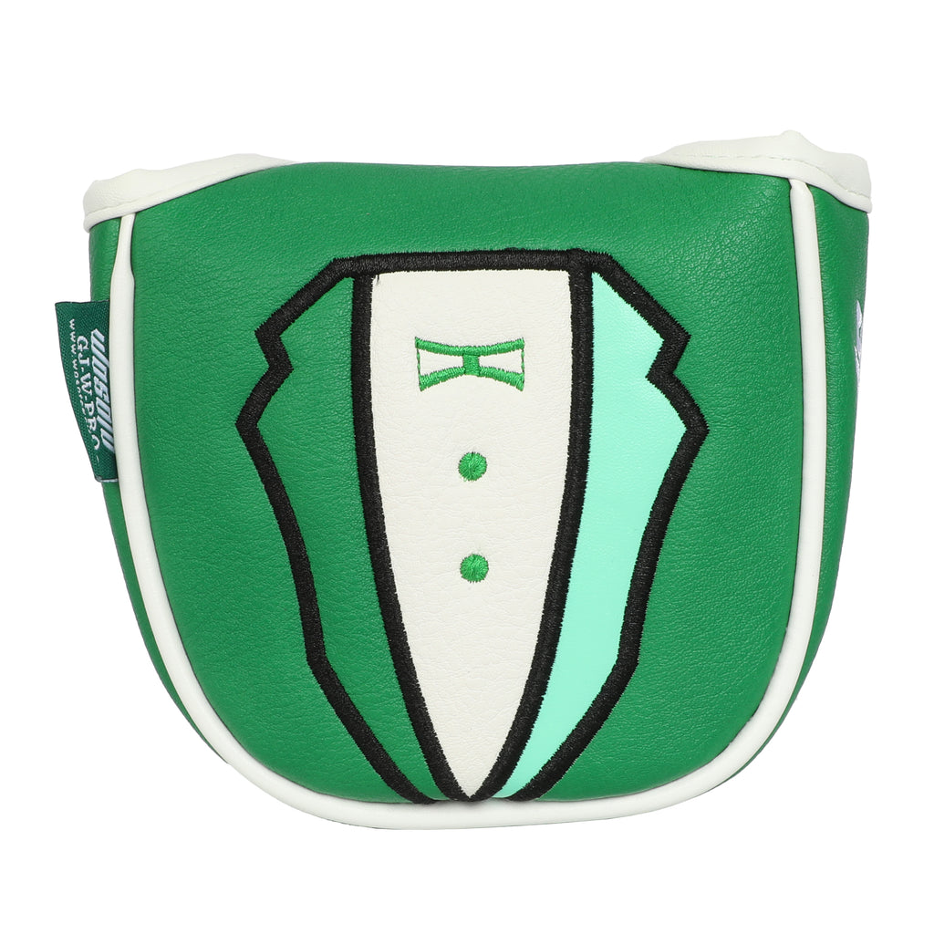 Golf Headcovers Embroidery Premium PU Leather Green Jacket Mallet Putter Cover Magnetic Closure