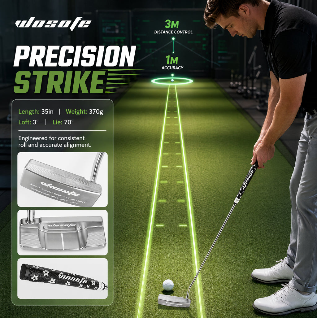 Wosofe  CNC Milled 1020 Carbon Steel Golf Putter Right Hand Portable Durable Golf Putting Club for Practice