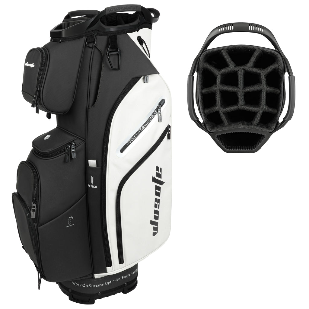 Wosofe 14-Way Golf Cart Bag – Professional Club Organizer with Full-Length Dividers, 10+ Storage Pockets, Insulated Cooler & Rain Hood – Lightweight PU Leather/Oxford Design for Men & Women(FreeShipping)) - Golf Carts Bag - Professional Golf Equipment