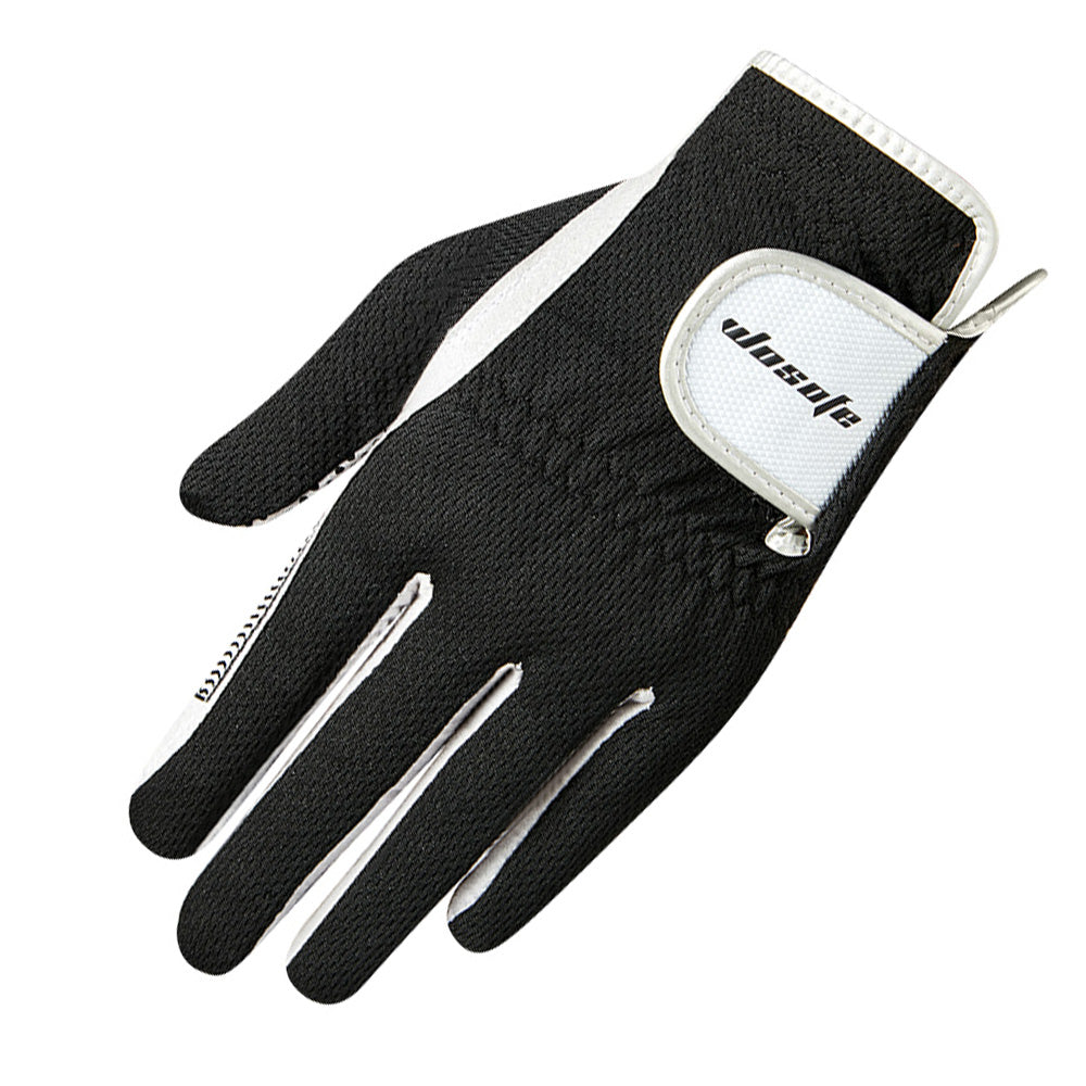 Golf Glove Mens Left Hand Gray Black Premium Super Fiber Cloth Weathersof Grip Soft Comfortable Perfect for Gift