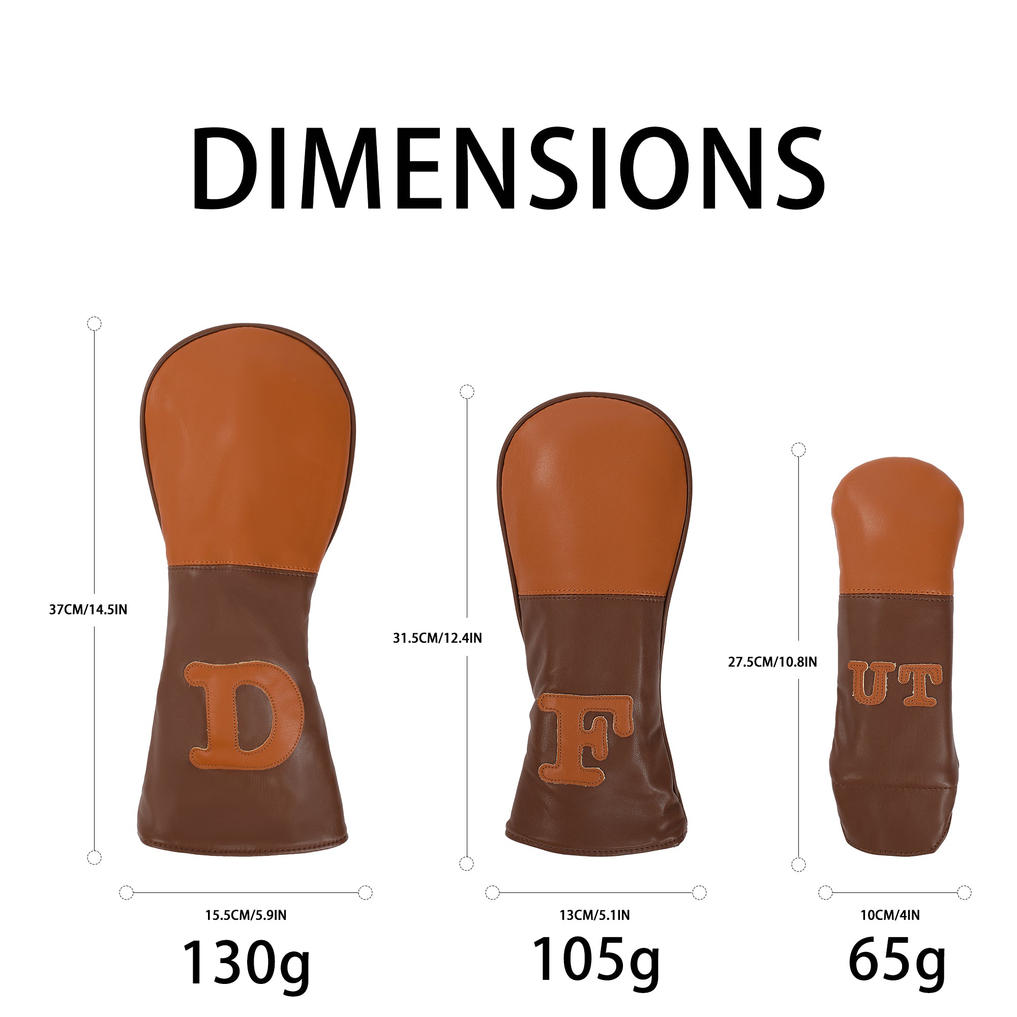 Craftsman Golf Wood Headcover PU Premium Leather Brown Driver Fairway Wood Head Cover