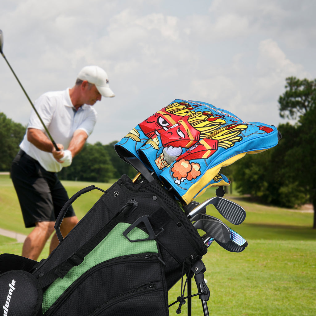 Golf Head Covers,Blue Yellow Golf Driver Cover Fariway Wood Headcover Hybrid Head Covers Golf Club Covers for Most Brand