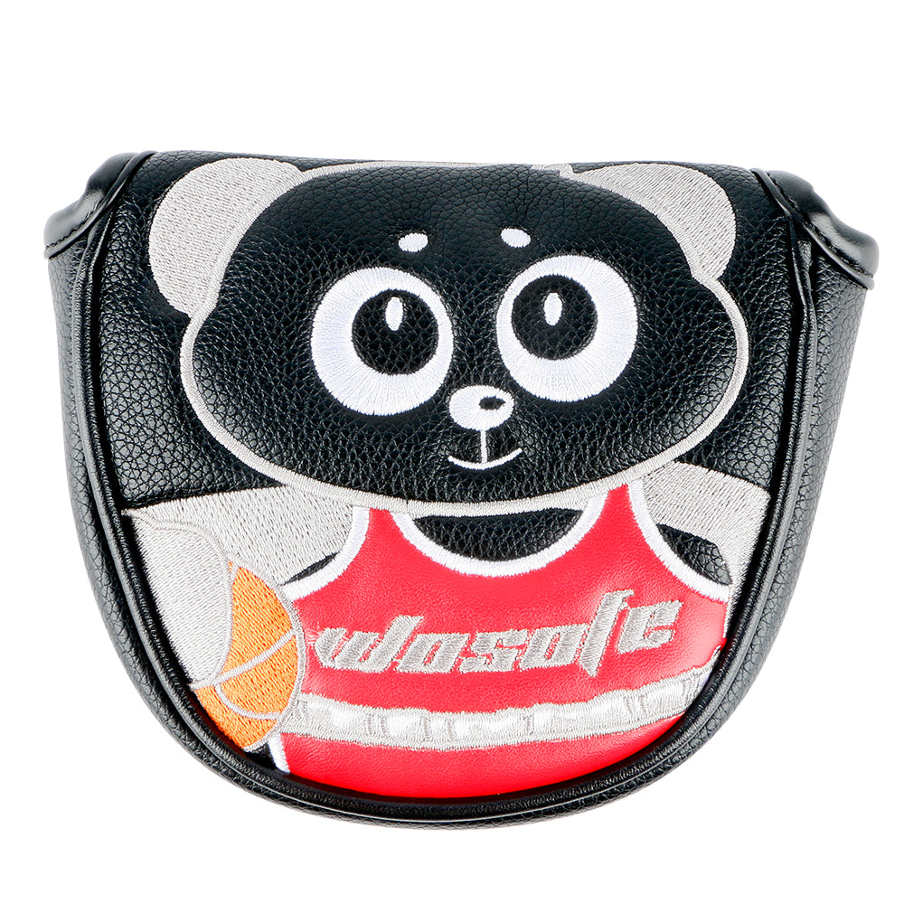 Golf Mallet Putter Cover, Golf Club Cover with Strong Magnetic Closure, PU Leather Waterproof Golf Putter Cover Golf Accessories Panda Dunk Pattern Embroidery