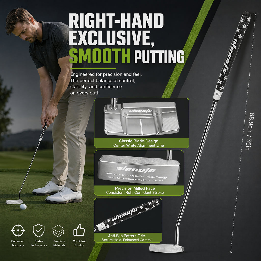 Wosofe  CNC Milled 1020 Carbon Steel Golf Putter Right Hand Portable Durable Golf Putting Club for Practice
