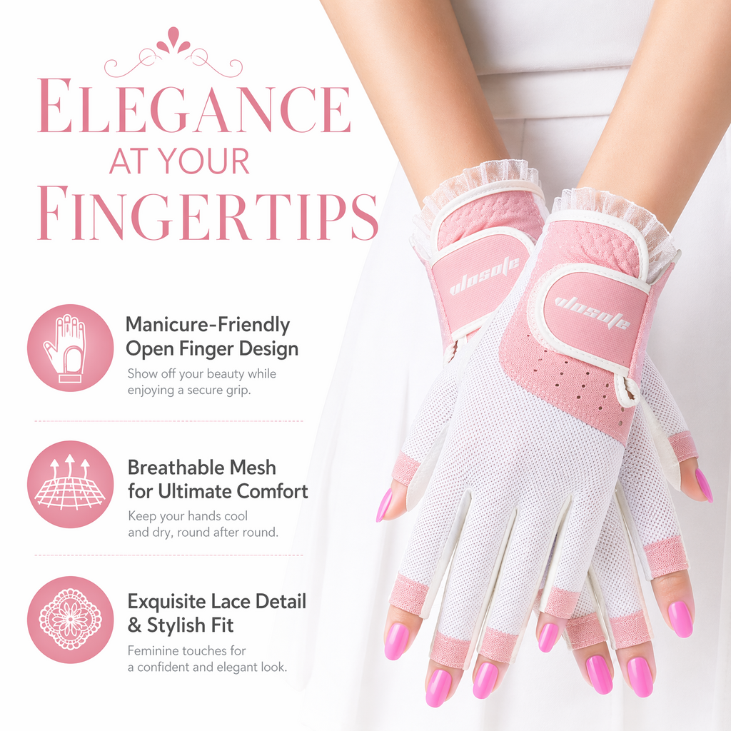 Delicate Pink Lace Finger-Out Gof Glove