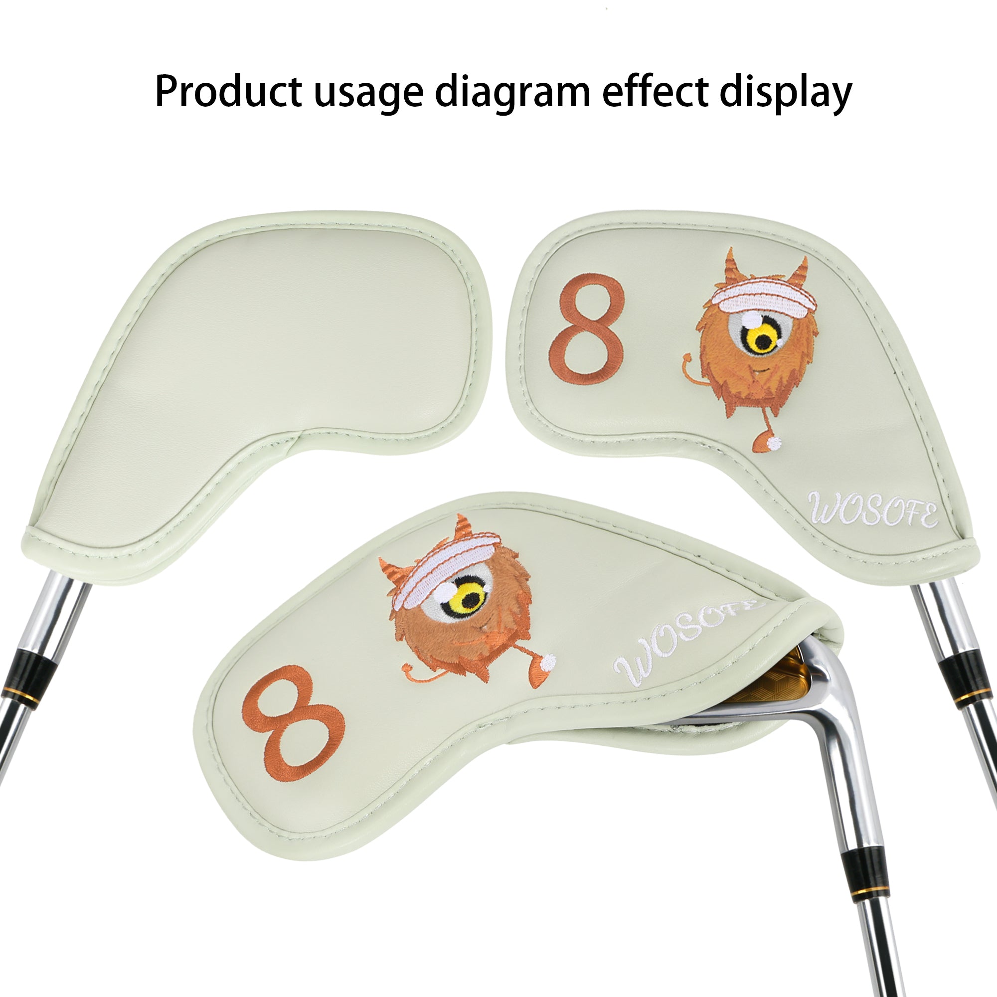 Golf Iron HeadCover |Monster Mischief 9pcs/Set High Quality PU Leather