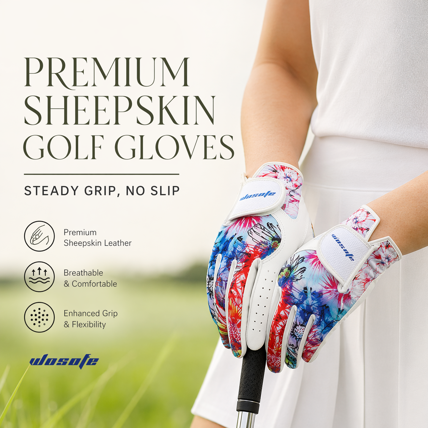 Golf Glove Women Ladies Pair Cool Leather Both Hand Summer Floral Colorful Breathable Sport Gloves