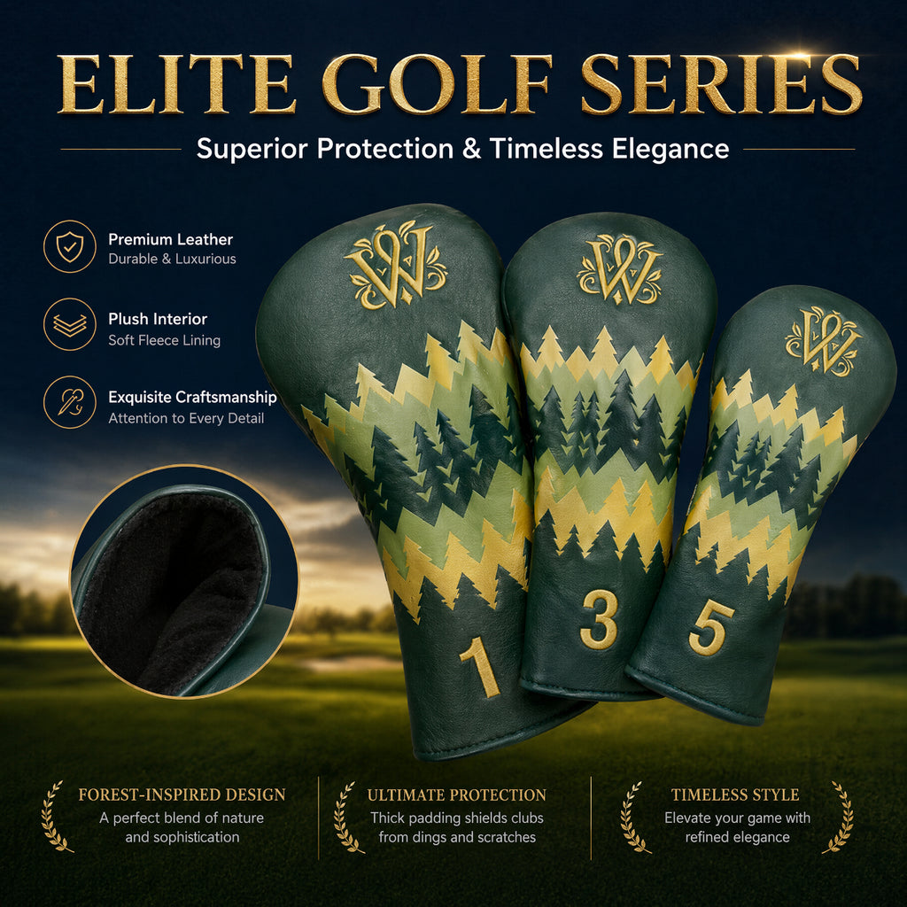 Wosofe Premium 3Pcs Golf Wood Headcover—Forest Green Headcover