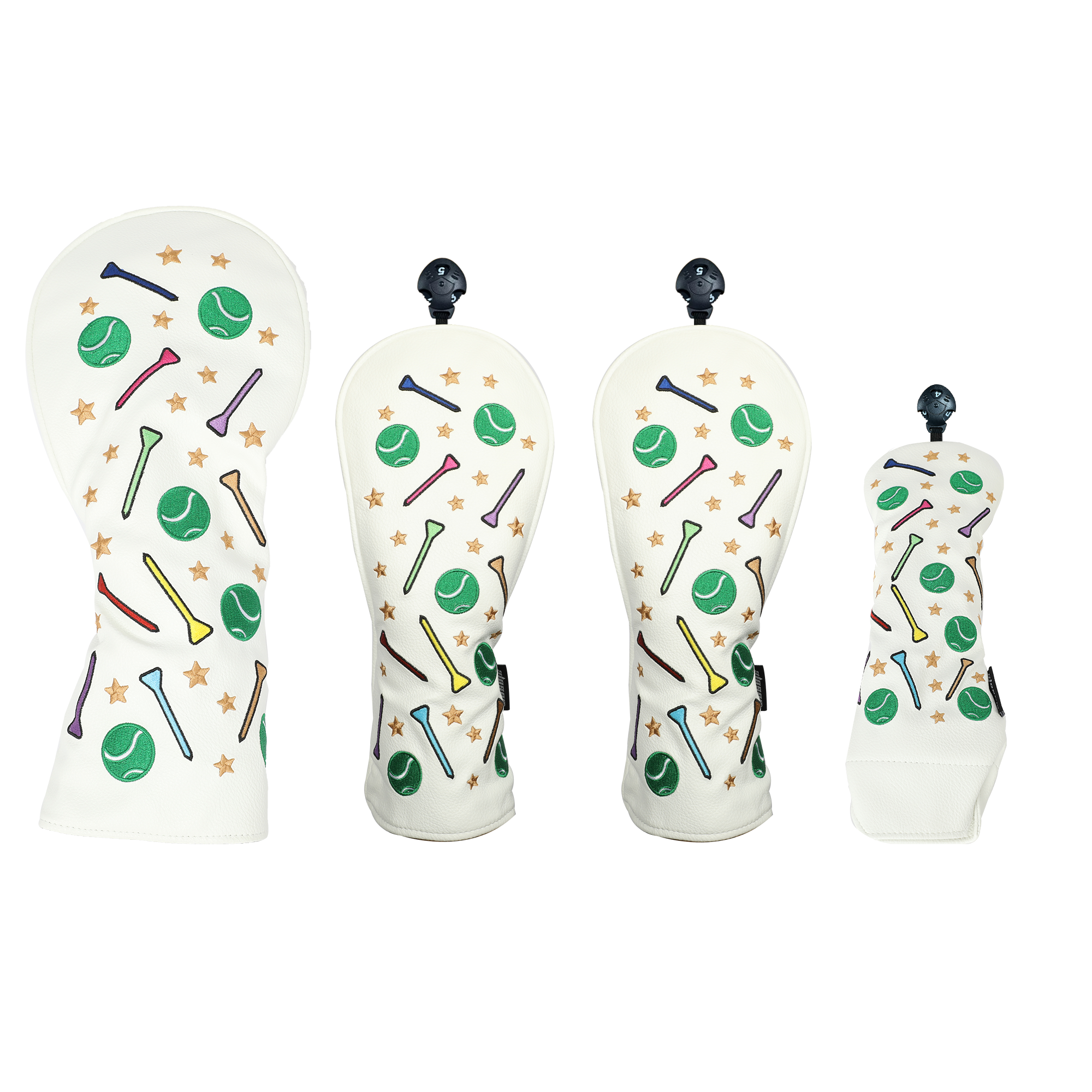 Golf Balls & Tees Wood Headcover 4pcs Golf Headcover Driver Fairway Hybrid Woods Premium PU Leather With Interchangeable No.Tags