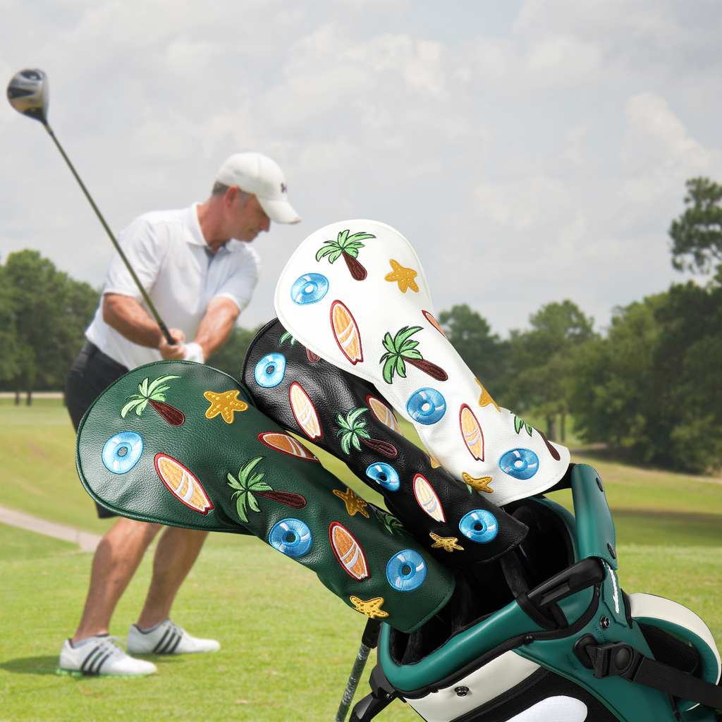 Golf Head cover 4pcs/set  Driver Fairway Hybrid Woods Golf Headcover high quality Premium PU With Interchangeable No.Tags