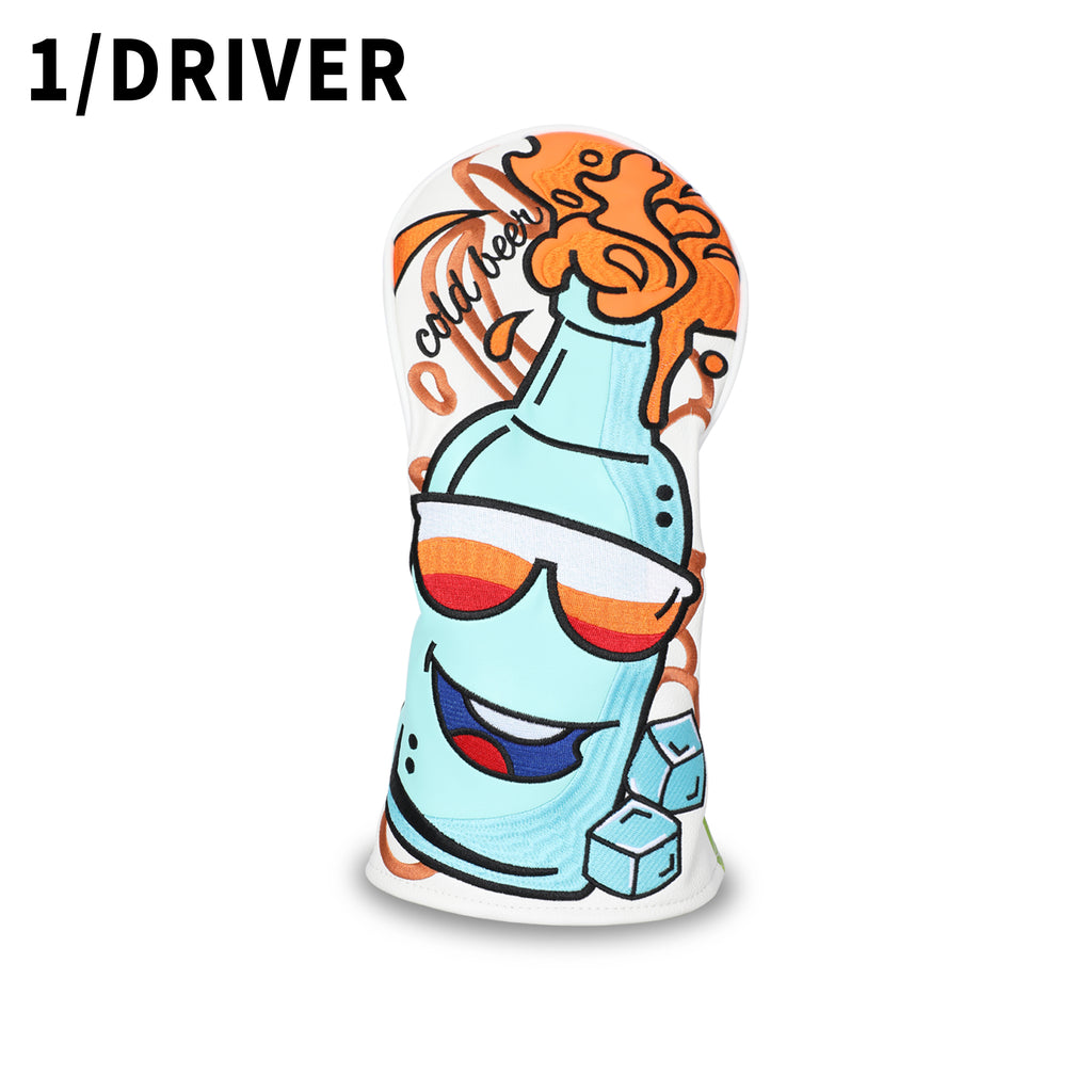 Beer Themed Golf Headcover Driver Fairway Wood Hybrid Premium PU Leather Head Cover Embroidered Design