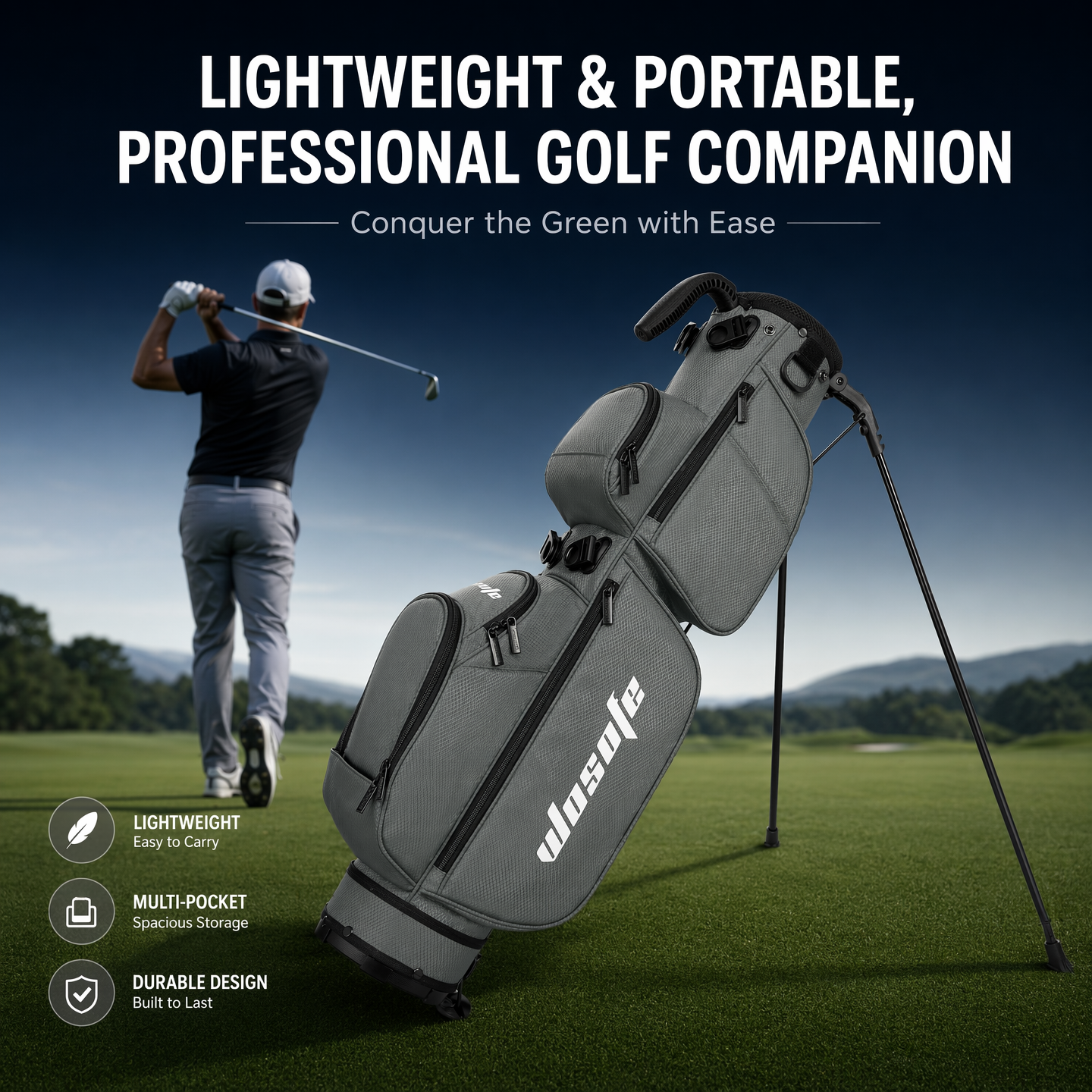 Lightweight 3-Way Golf Stand Bag  Ultra-Portable