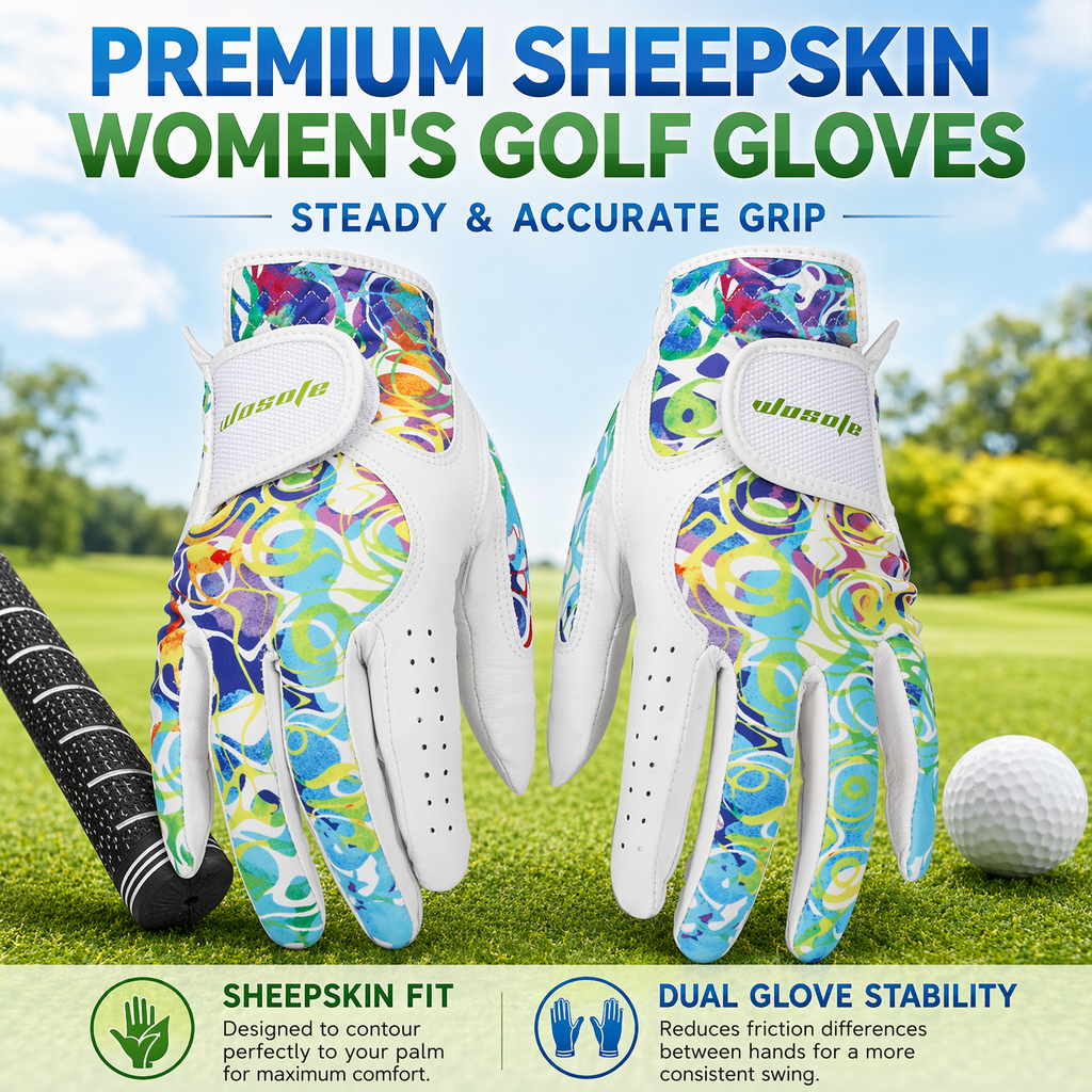 Golf Gloves for Women Ladies Soft Leather Accessories Breathable for Non Slip Gloves 1 Pair