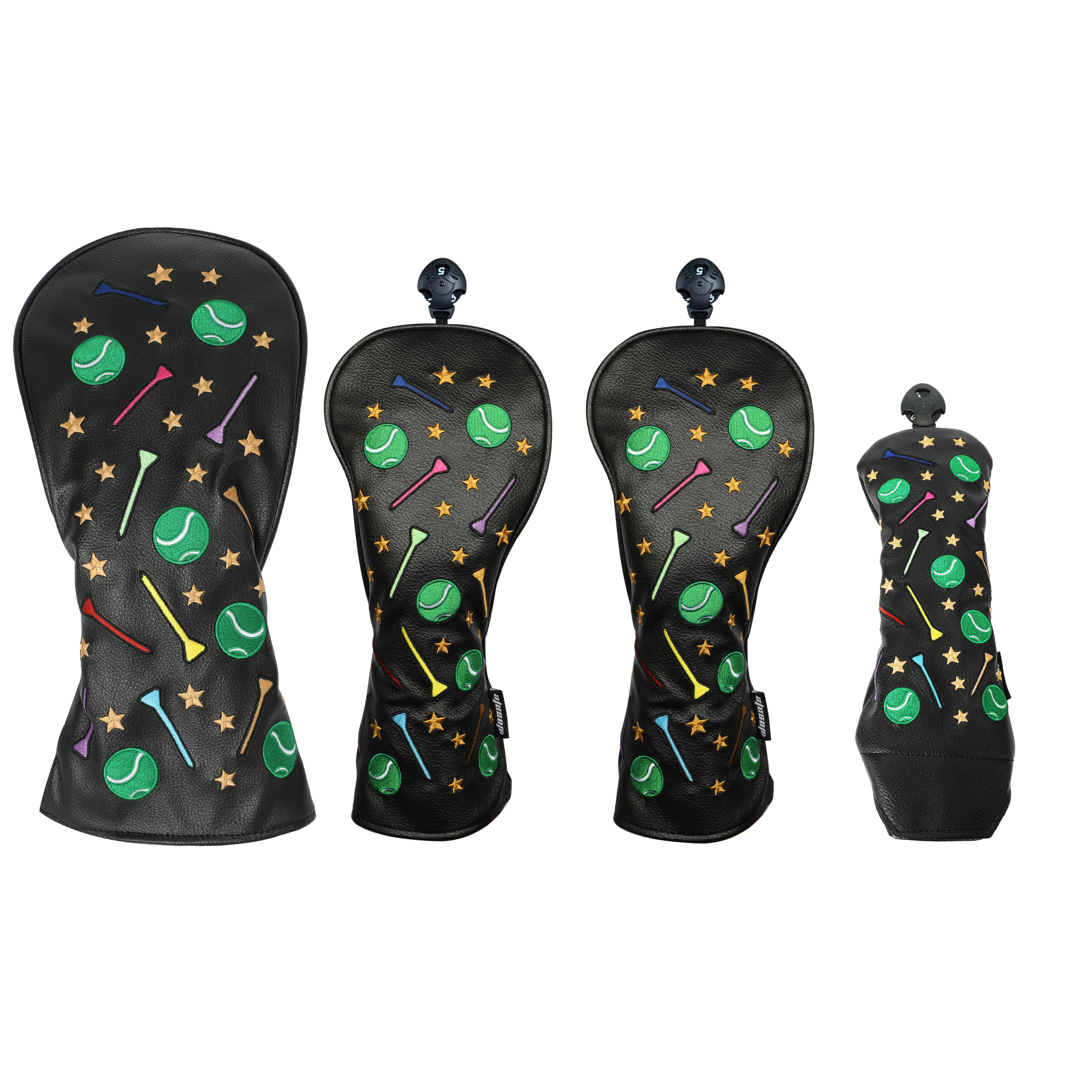 Golf Balls & Tees Wood Headcover 4pcs Golf Headcover Driver Fairway Hybrid Woods Premium PU Leather With Interchangeable No.Tags