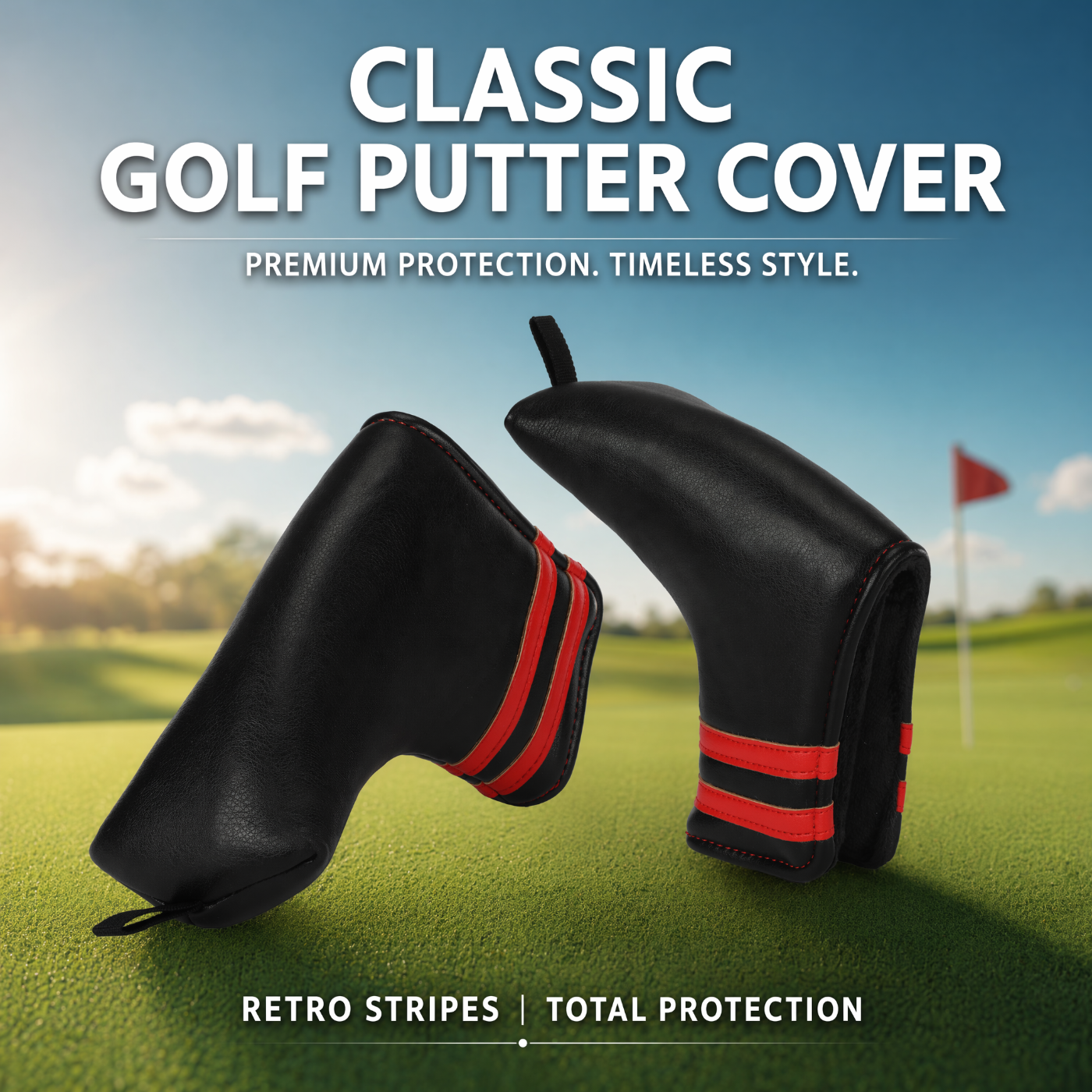 Premium Blade Putter Cover - Magnetic PU Leather Golf Headcover with Applique Embroidery & Velvet Lining, 5 Colors, Fits Scotty Cameron, Odyssey, Newport & Blade Putters