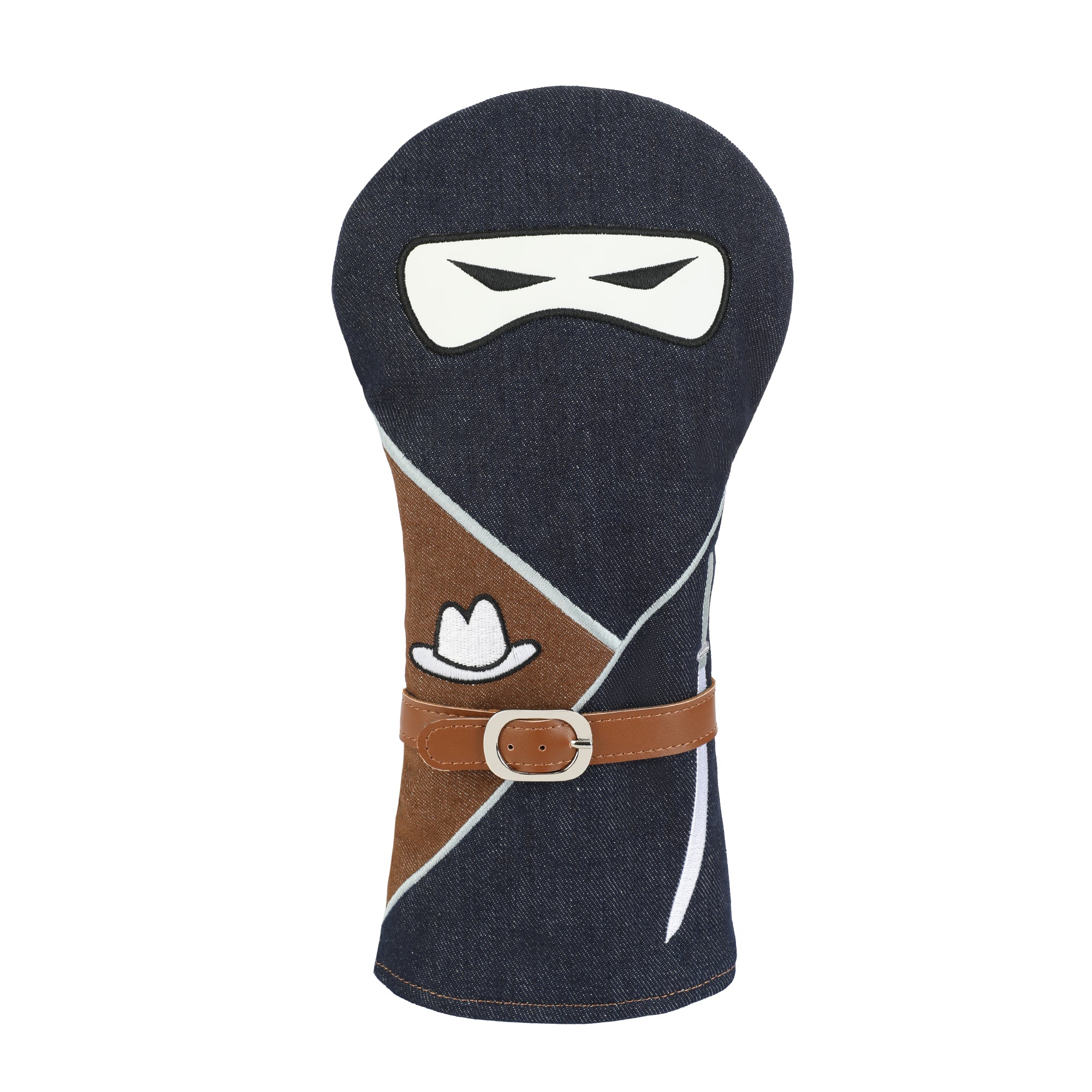 Vintage Denim Golf Driver Headcover - Premium Denim Fabric with Applique Embroidery & Soft Velvet Lining, Retro Style Golf Club Protector Fits All 460cc Drivers