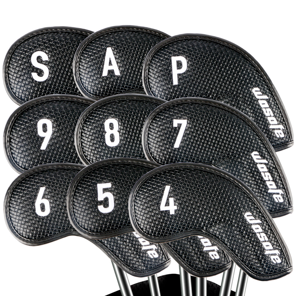 Golf Headcover ,PU Leather golf Iron Head Cover ,9 Pcs/Set Waterproof Digital Voltage Design Extended Braided Iron Cover Set