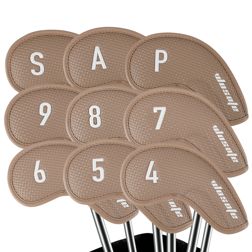 Golf Headcover ,PU Leather golf Iron Head Cover ,9 Pcs/Set Waterproof Digital Voltage Design Extended Braided Iron Cover Set