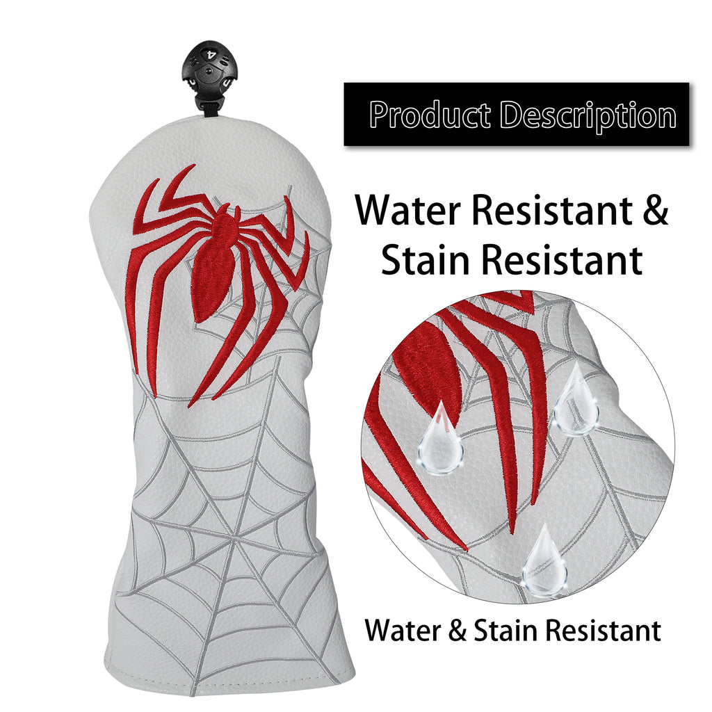 Spider Embroidery Golf Wood Headcover 4pcs/set Driver Fairway Hybrid Woods Head Cover