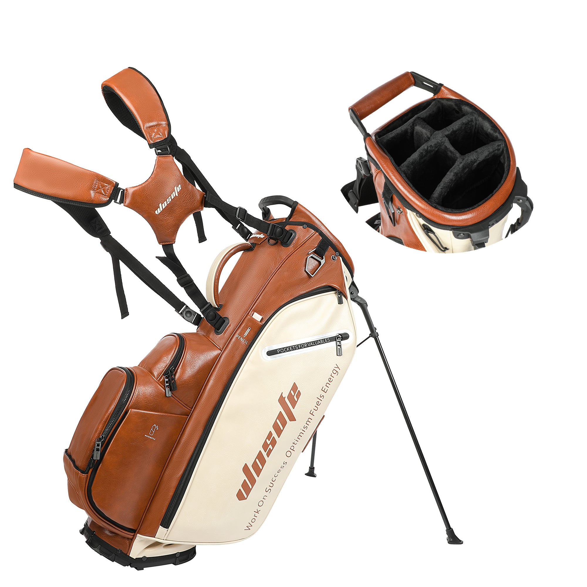 Wosofe JM9001 Golf Stand Bag  Premium PU Leather 6-14Way(Free Shipping)