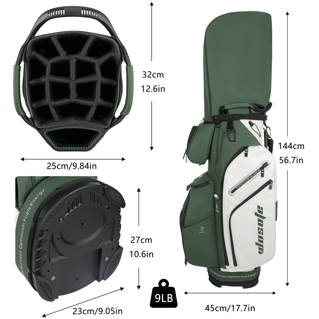 Wosofe 14-Way Golf Cart Bag – Professional Club Organizer with Full-Length Dividers, 10+ Storage Pockets, Insulated Cooler & Rain Hood – Lightweight PU Leather/Oxford Design for Men & Women(FreeShipping)) - Golf Carts Bag - Top-Rated Golf Accessory