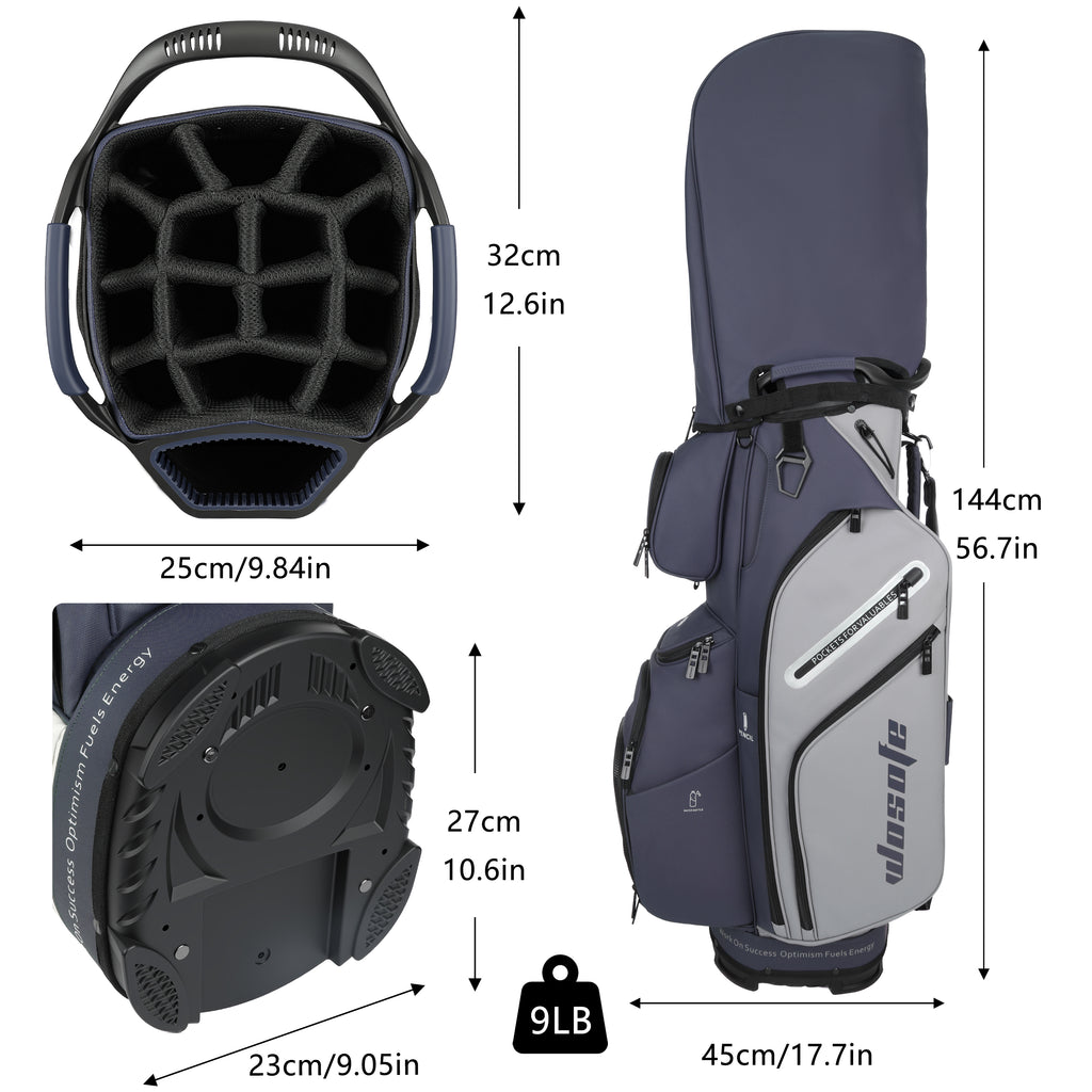 Wosofe 14-Way Golf Cart Bag – Professional Club Organizer with Full-Length Dividers, 10+ Storage Pockets, Insulated Cooler & Rain Hood – Lightweight PU Leather/Oxford Design for Men & Women(FreeShipping)) - Golf Carts Bag - Top-Rated Golf Accessory