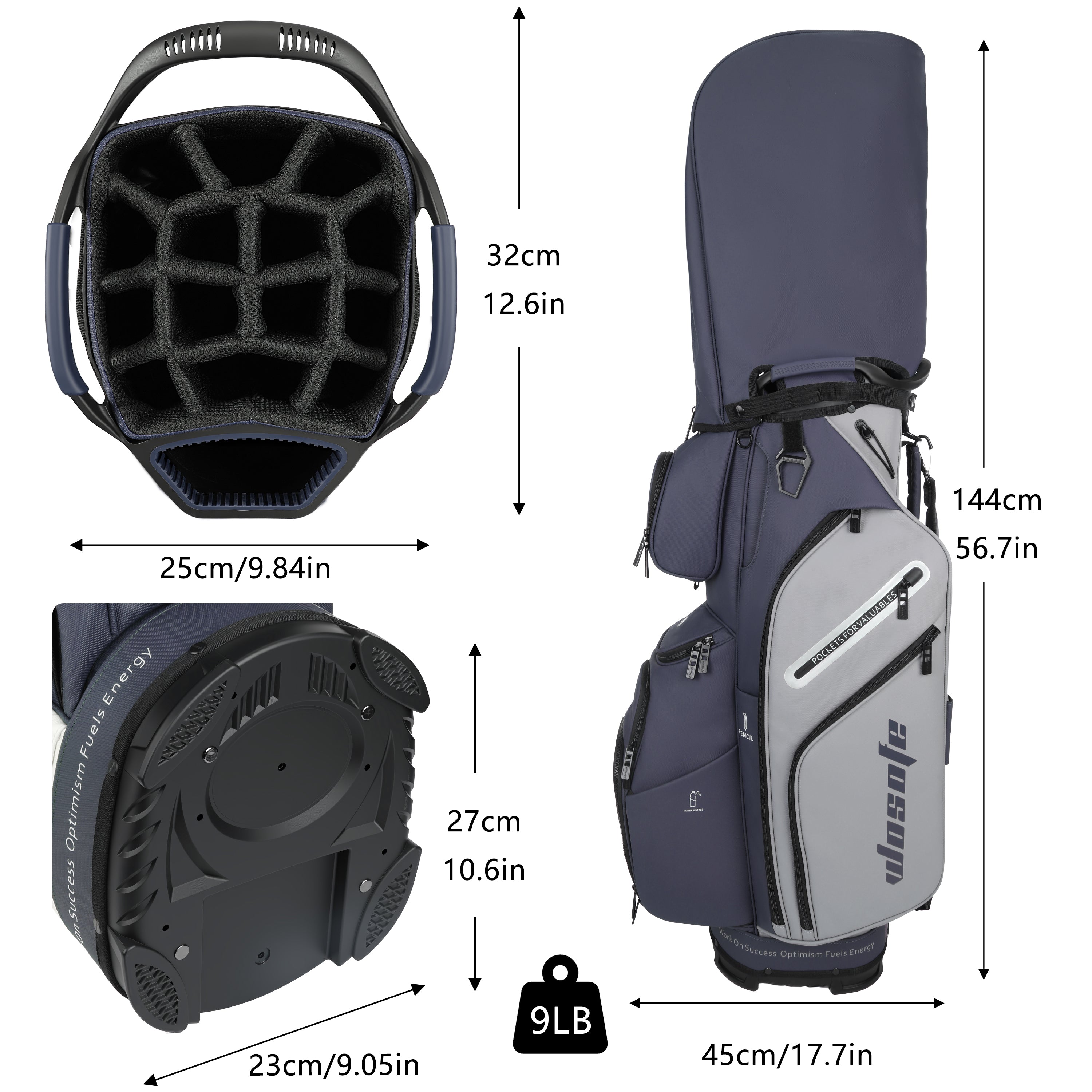 Wosofe 14-Way Golf Cart Bag – Professional Club Organizer with Full-Length Dividers, 10+ Storage Pockets, Insulated Cooler & Rain Hood – Lightweight PU Leather/Oxford Design for Men & Women(FreeShipping)) - Golf Carts Bag - Top-Rated Golf Accessory