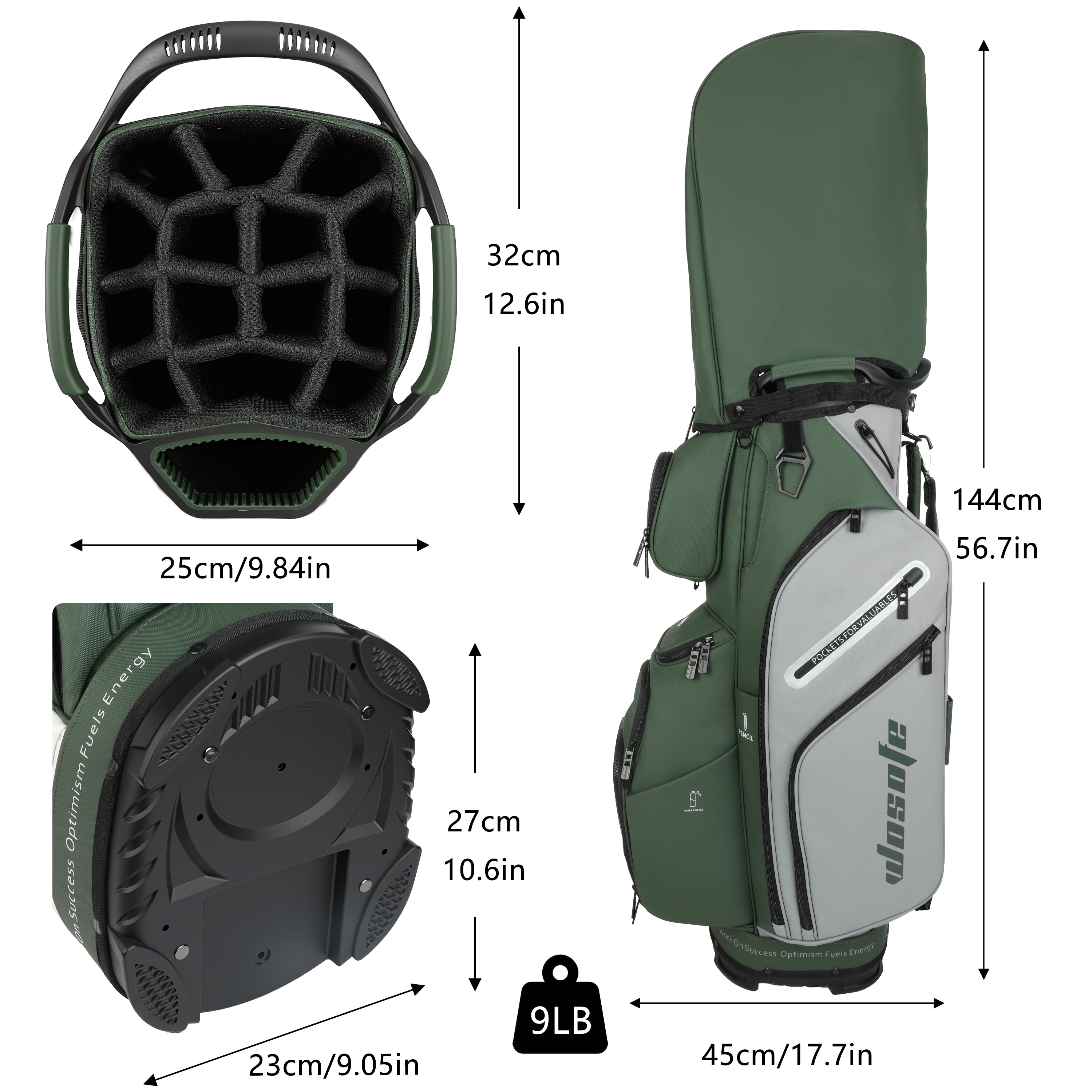 Wosofe 14-Way Golf Cart Bag – Professional Club Organizer with Full-Length Dividers, 10+ Storage Pockets, Insulated Cooler & Rain Hood – Lightweight PU Leather/Oxford Design for Men & Women(FreeShipping)) - Golf Carts Bag - Top-Rated Golf Accessory